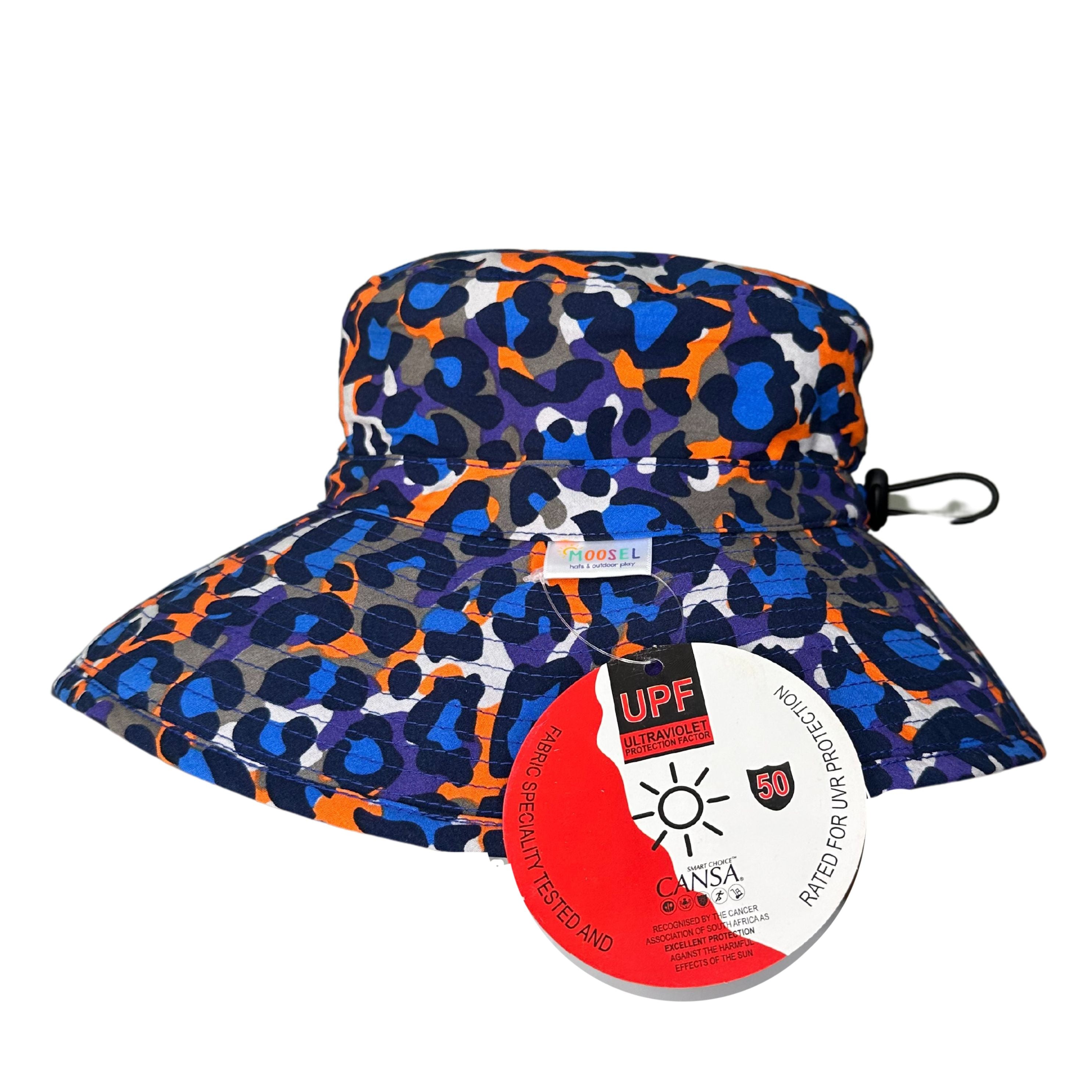 Unisex Blue Safari Animals Bucket Hat. UPF50+ Sun Hat. Moosel