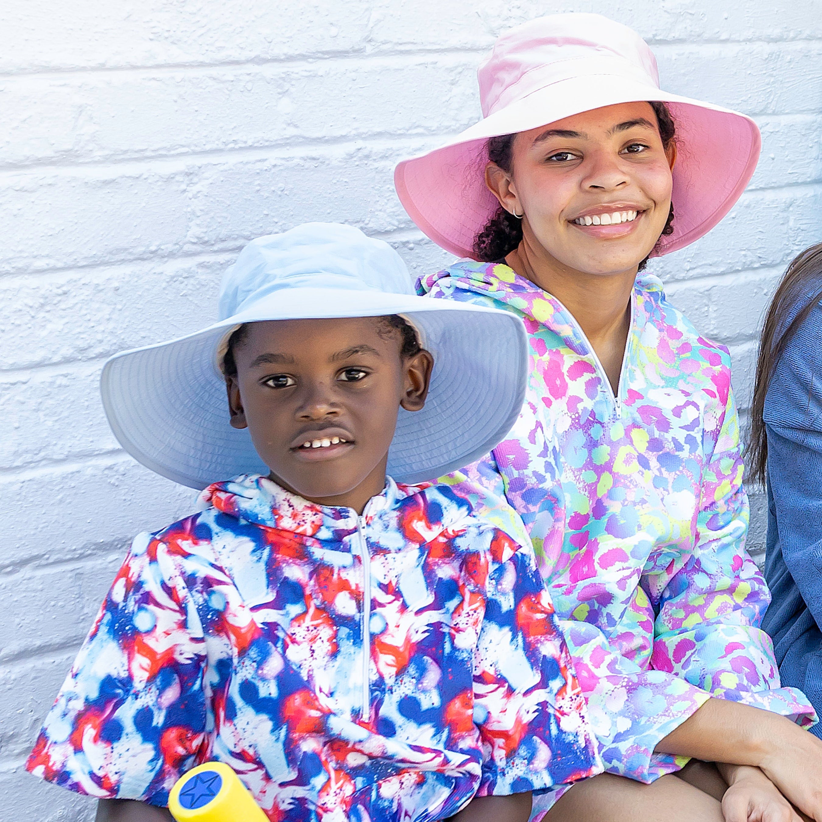 Baby Blue Bucket Hat. Extra wide brim for sun protection. UPF50+ Adjustable strap.