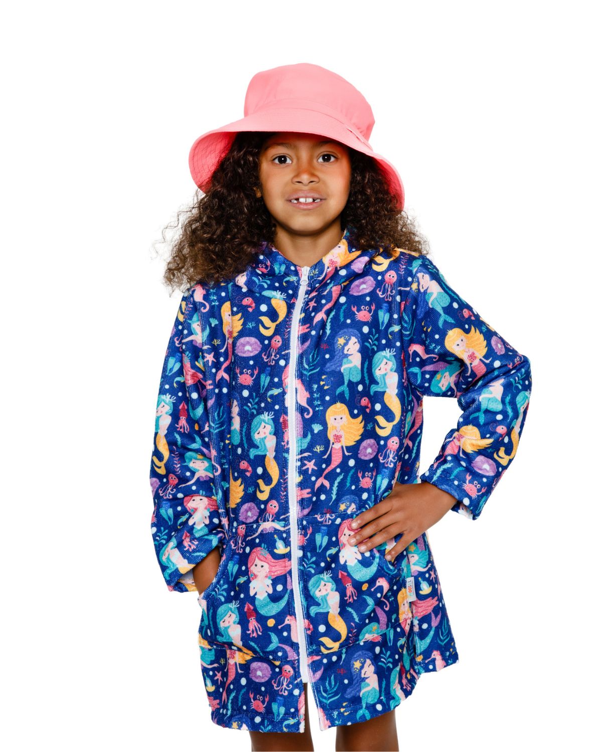 Girls Mermaids|Hooded Beach Towel, Full Zip