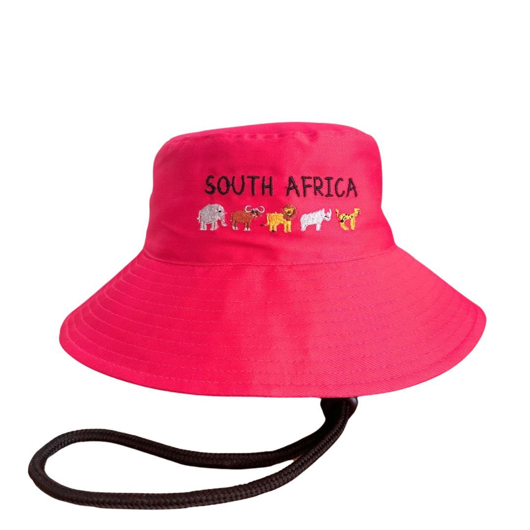 Pink SA Big 5| Kids Bucket Hat, Chin Strap