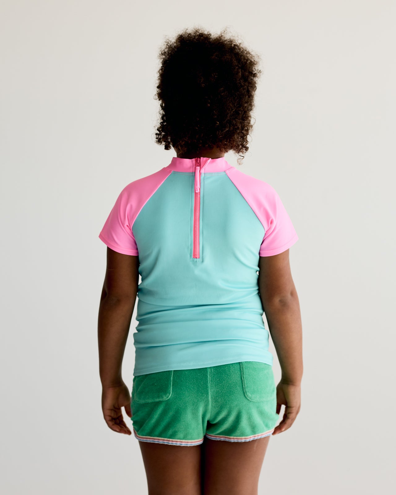 Teal and Pink Short Sleeve Rash Vest