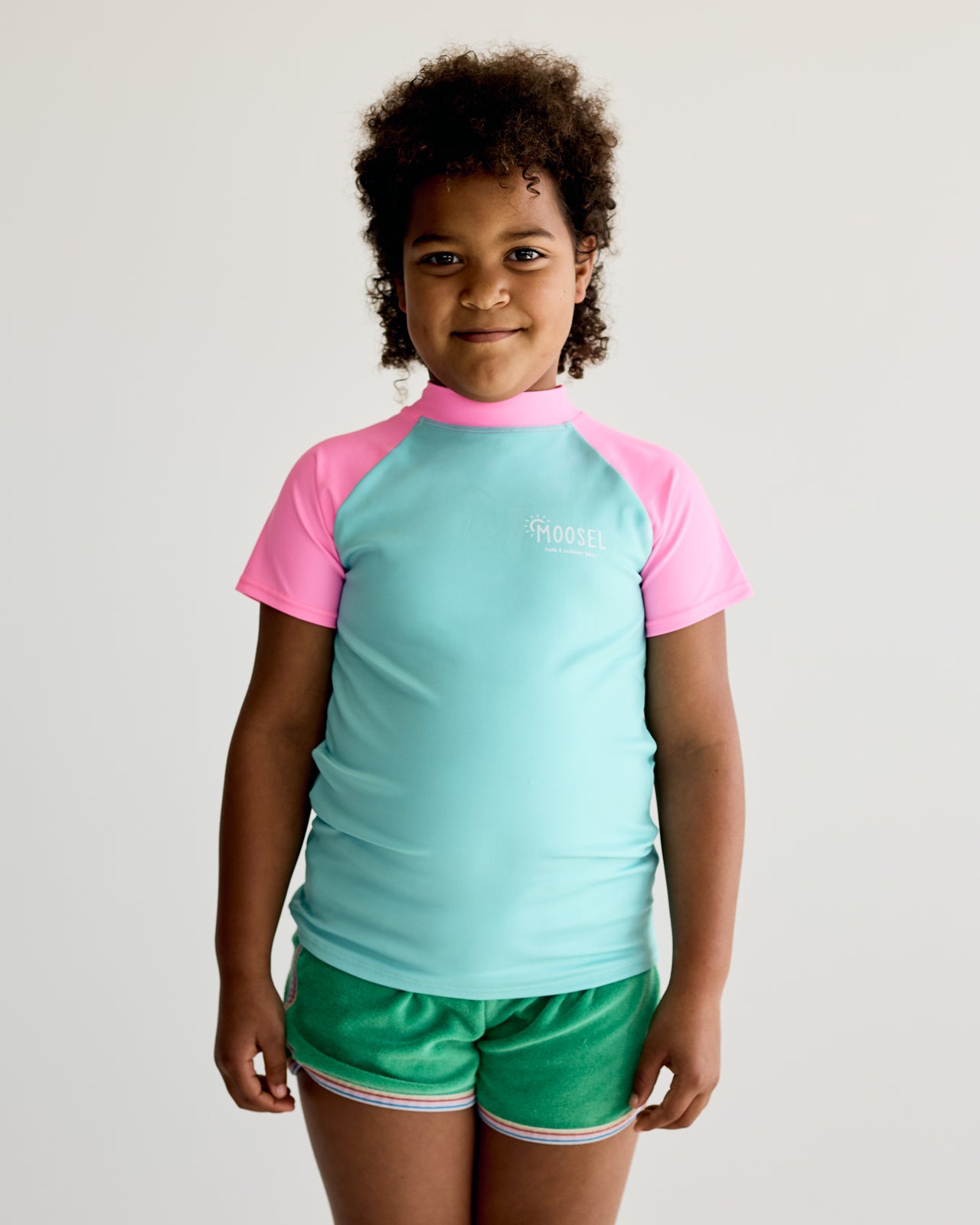 Teal and Pink Short Sleeve Rash Vest