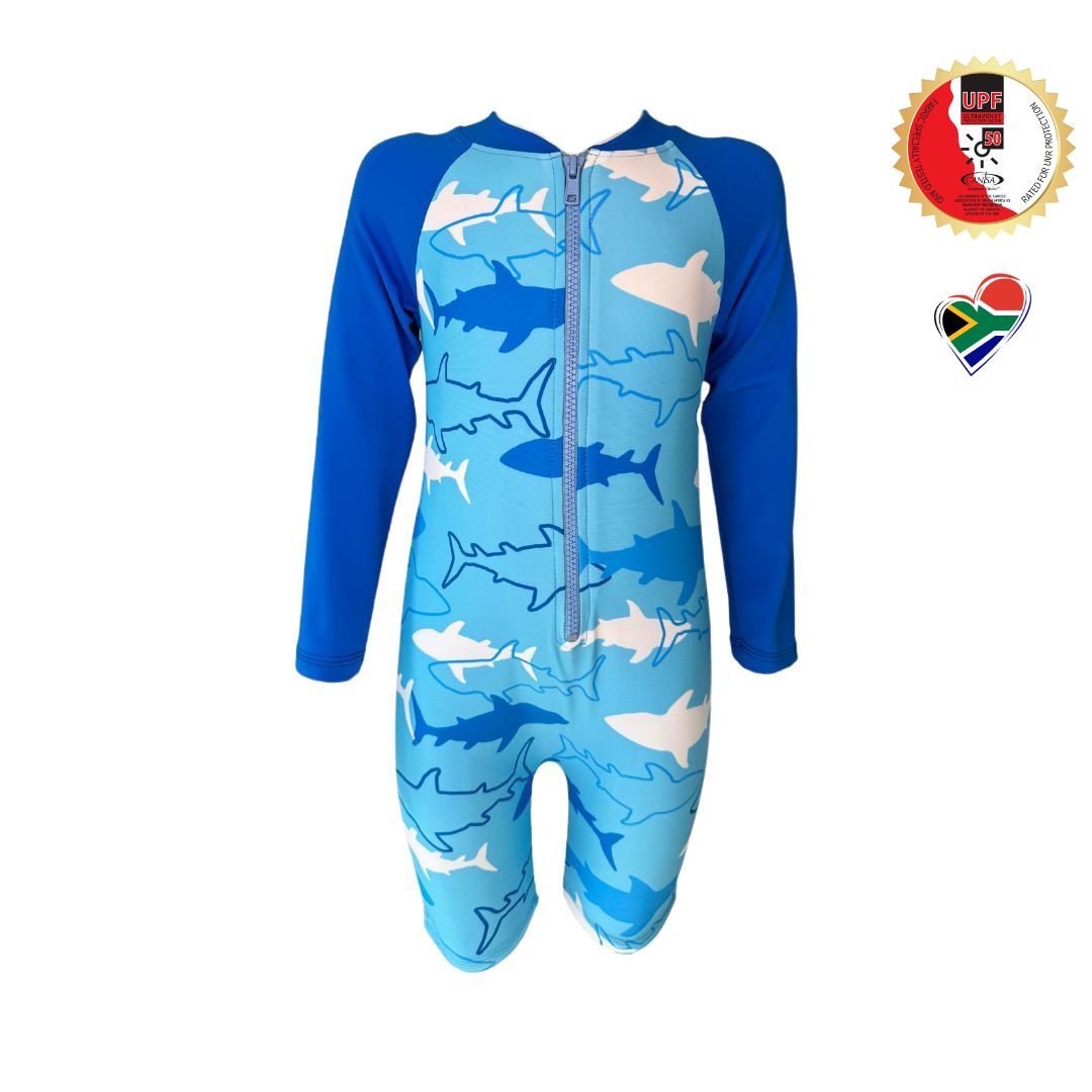 Boys Blue Shark | Swim Onesie, Bathing Suit