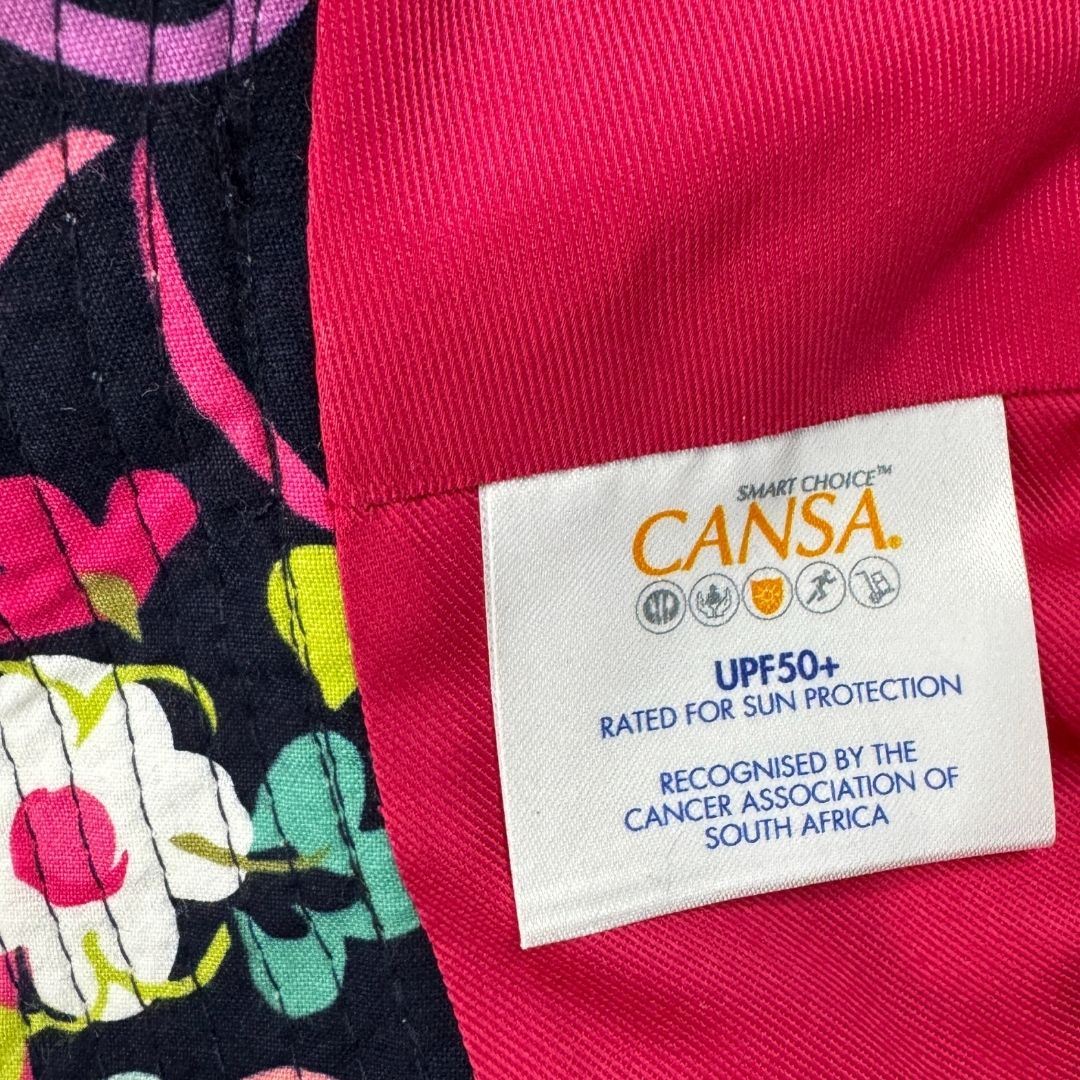 Girls Floral Flowers Print Bucket Hat. Extra wide brim for sun protection. UPF50+ Adjustable strap.