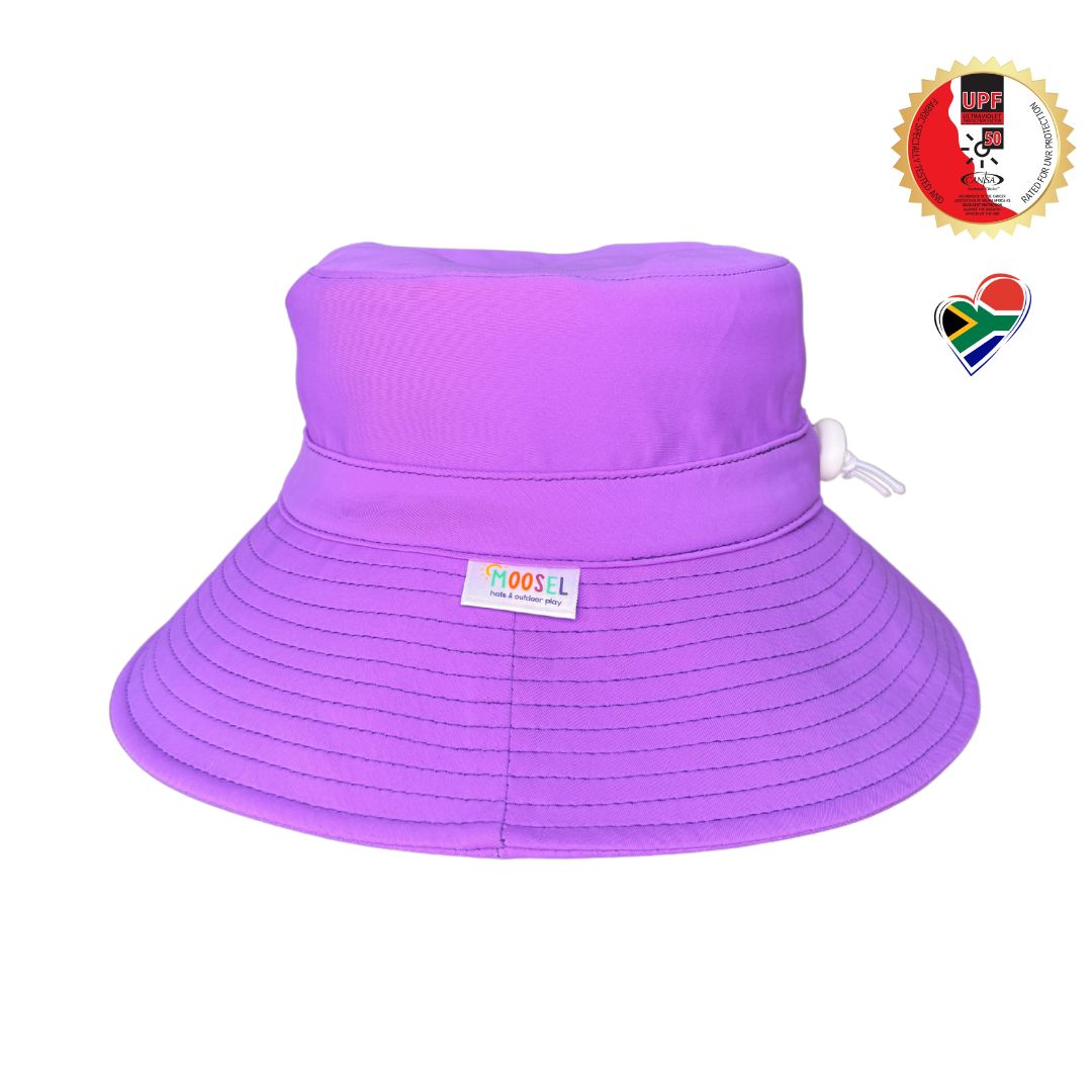 Bright High Visibility Neon Swim Bucket Hats for kids water safety. Easy to spot kids. Approved by Dermatologists & Cancer Association for sun safe best product.