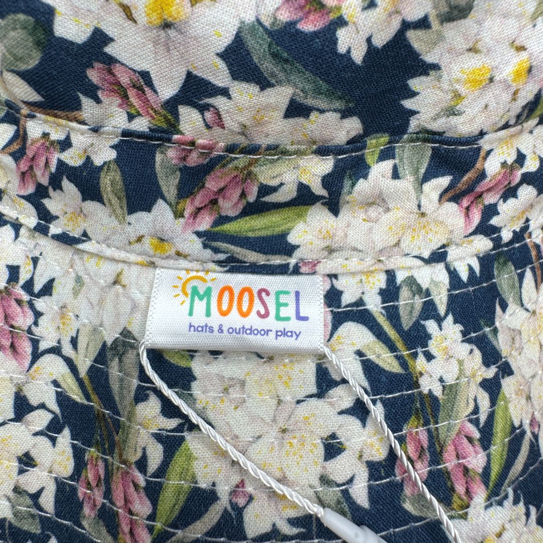 Floral Bucket Hat. Extra wide brim for sun protection. UPF50+ Adjustable strap for windy days.