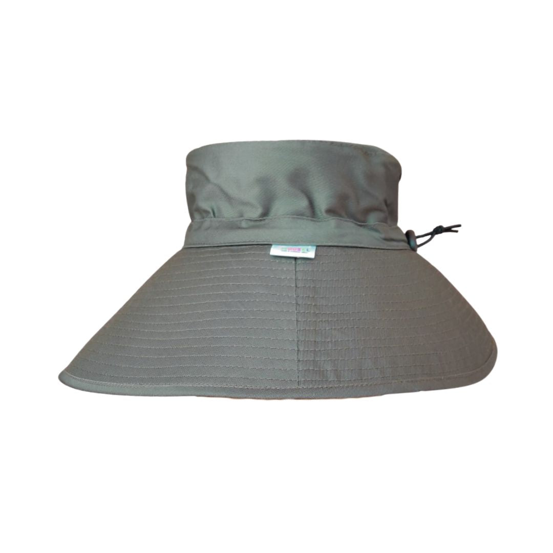 Women Ladies Khaki Green Extra Cover Bucket Hat. Extra wide brim for sun protection. UPF50+ Adjustable strap. Bestselling ladies hat.