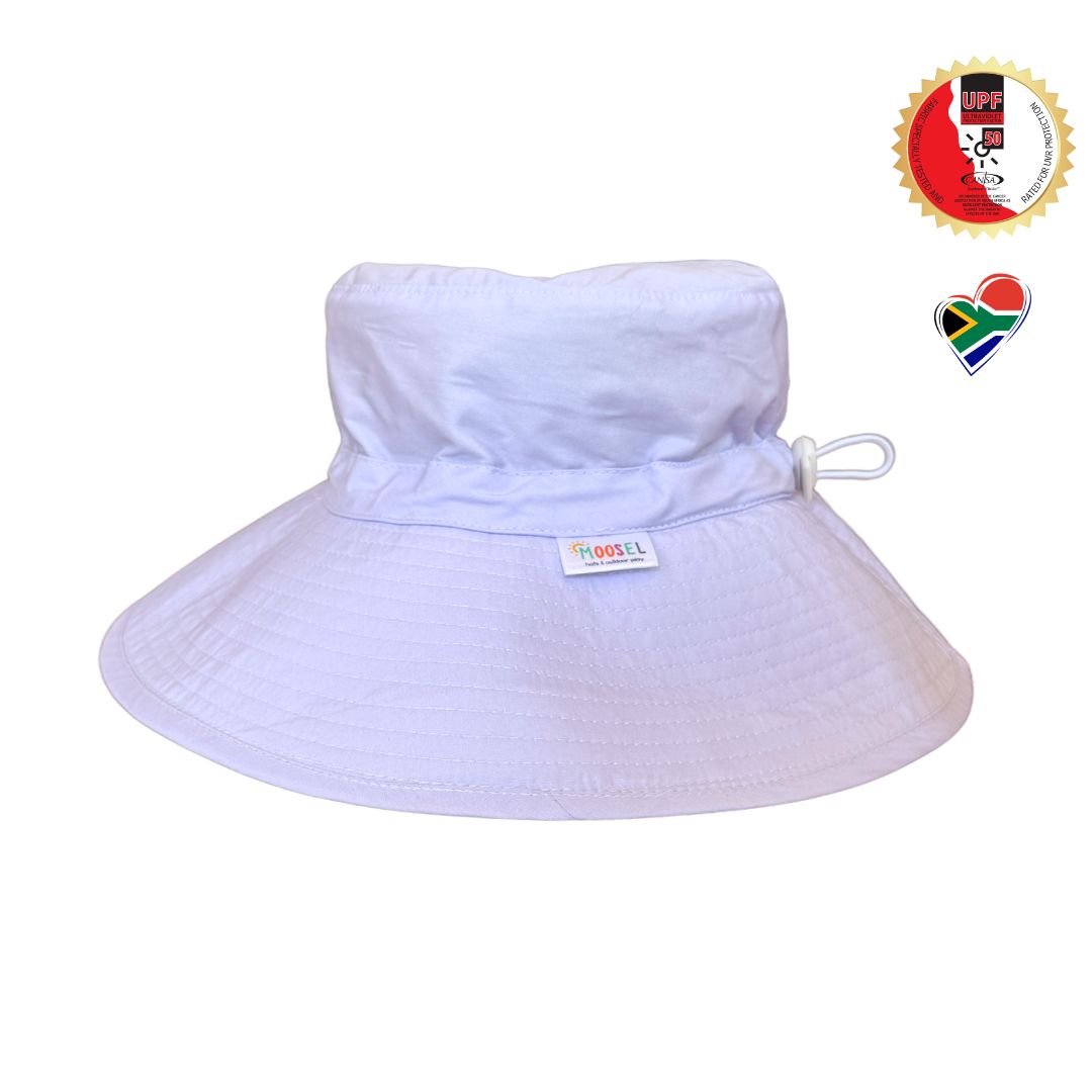 Purple Lilac Bucket Hat. Extra wide brim for sun protection. UPF50+ Adjustable strap.