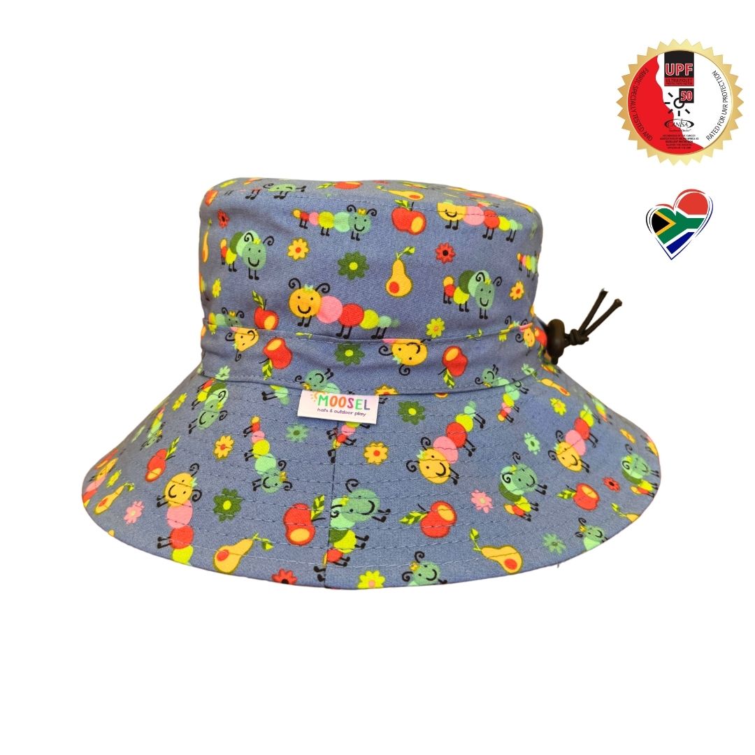 Kids Caterpillar Bucket Hat - 7cm Brim, Cotton Blend