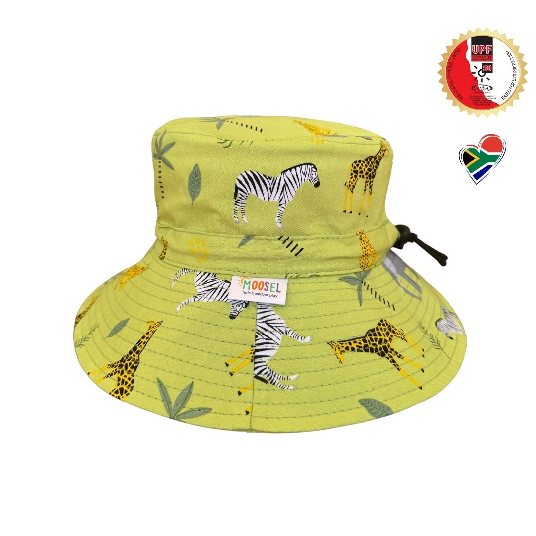 Kids Lime Safari Bucket Hat - 7cm Brim, Cotton Blend