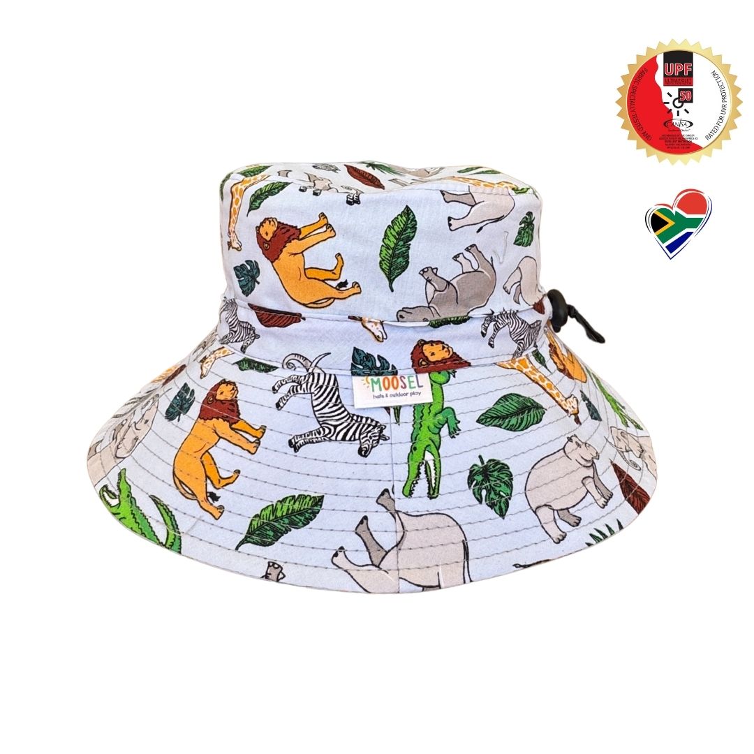 Boys Baby Blue Safari Bucket Hat - 7cm Brim, Cotton Blend