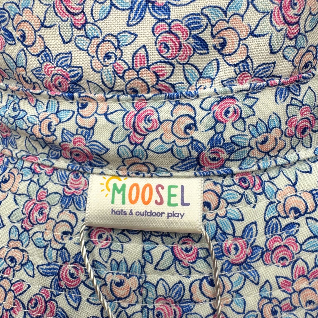 Girls Liberty of London Tana Lawn Original Fabric Bucket Hat. Extra wide brim for sun protection. UPF50+ Adjustable strap for windy days.