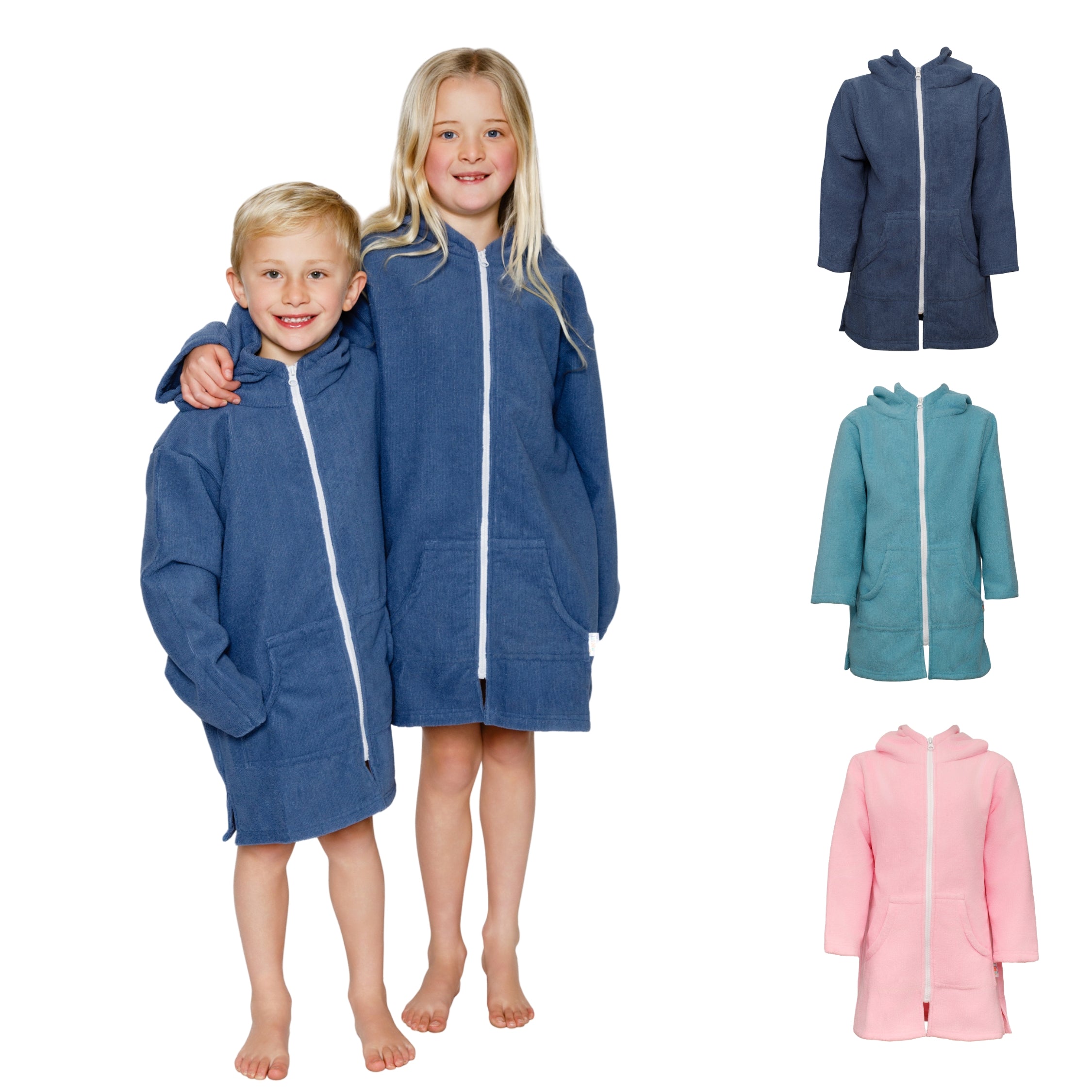 Kids Blue|Hooded Beach Towel, Full Zip