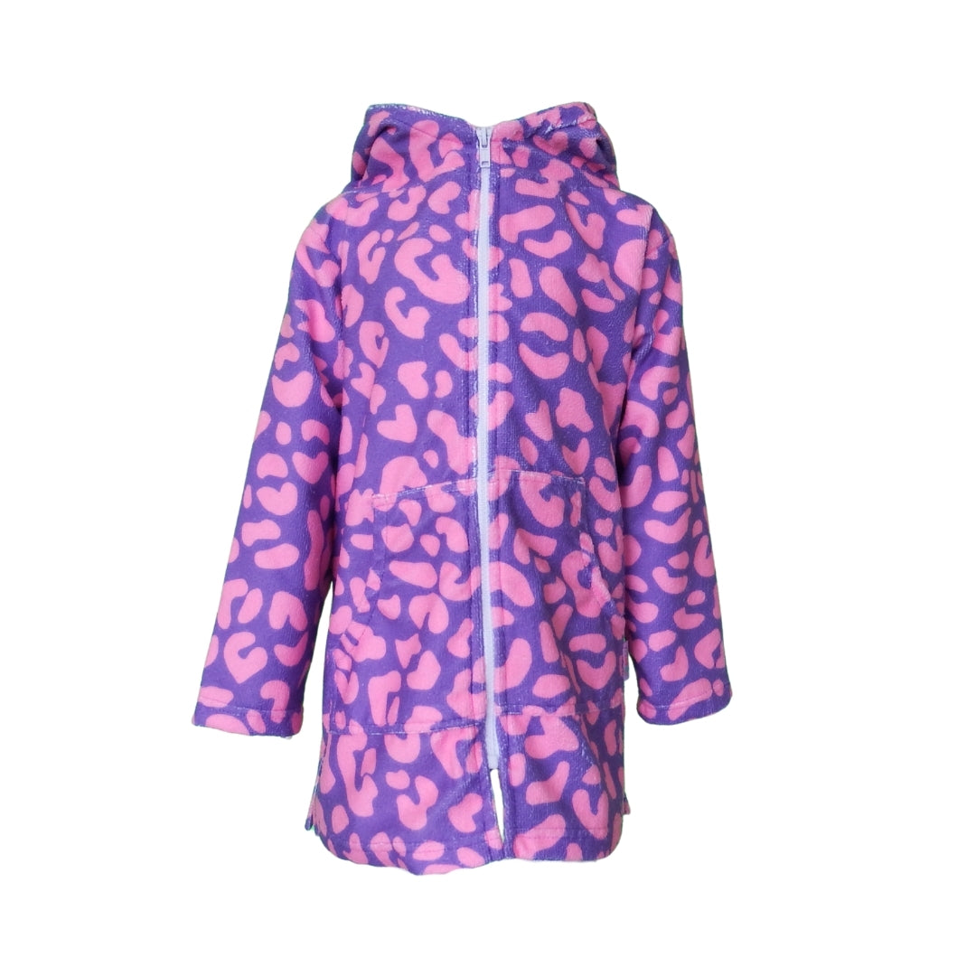 Leopard Print Hooded Towel - Pink & Purple
