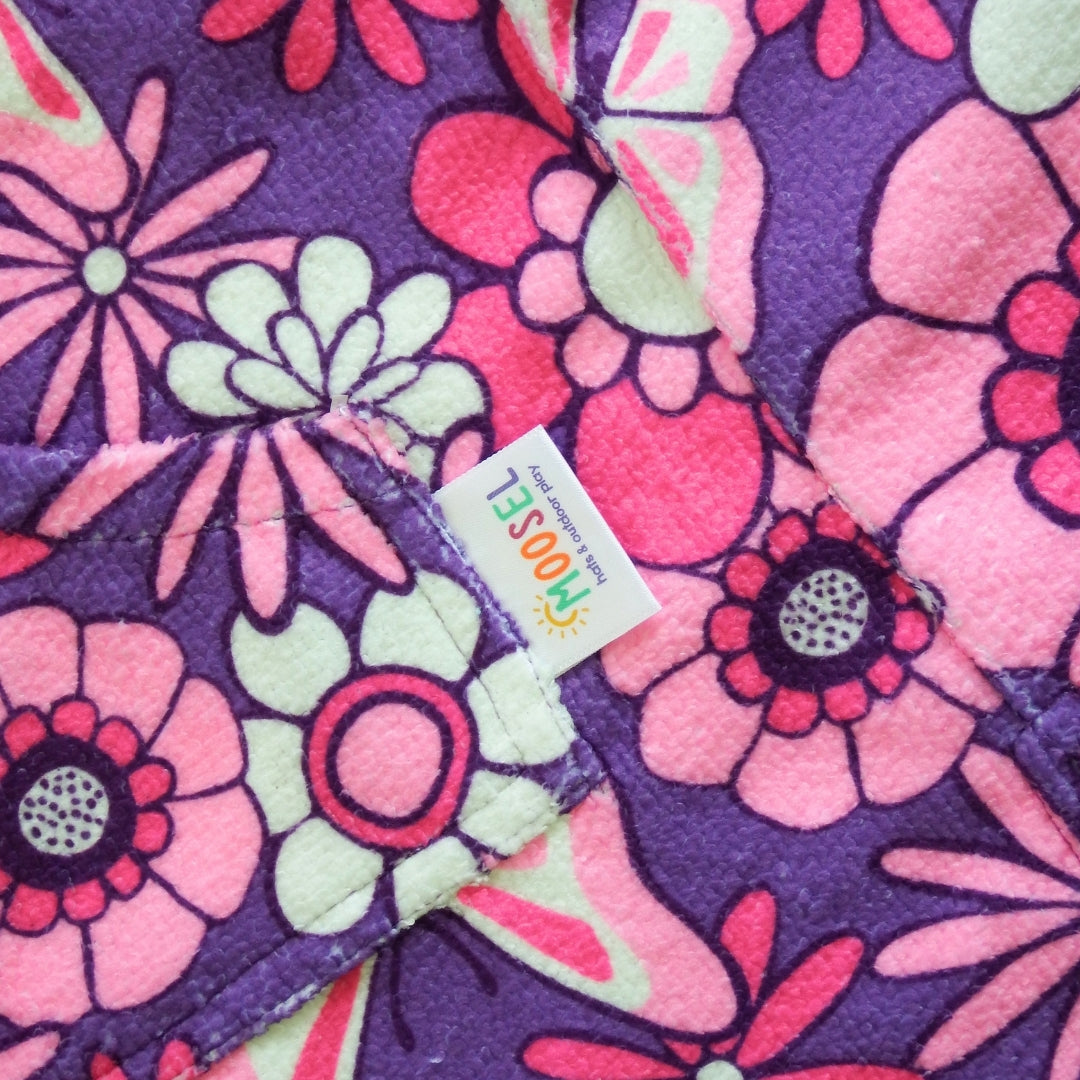 Purple Pink Floral & Butterflies | Hooded Beach Towel, Full Zip