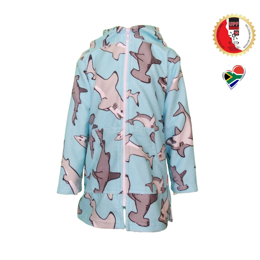 Hammerhead & Great White Sharks | Hooded Beach Towel, Full Zip