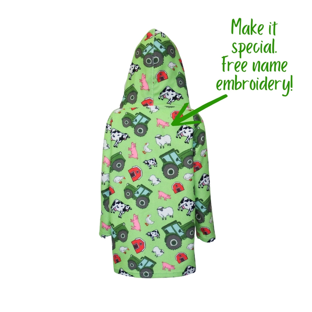 Farm Animals & Tractors | Hooded Beach Towel, Full Zip