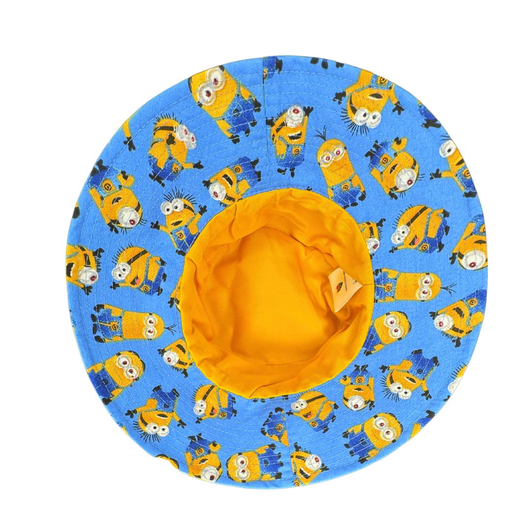 Boys Minions Bucket Hat. Extra wide brim for sun protection. UPF50+ Adjustable strap.