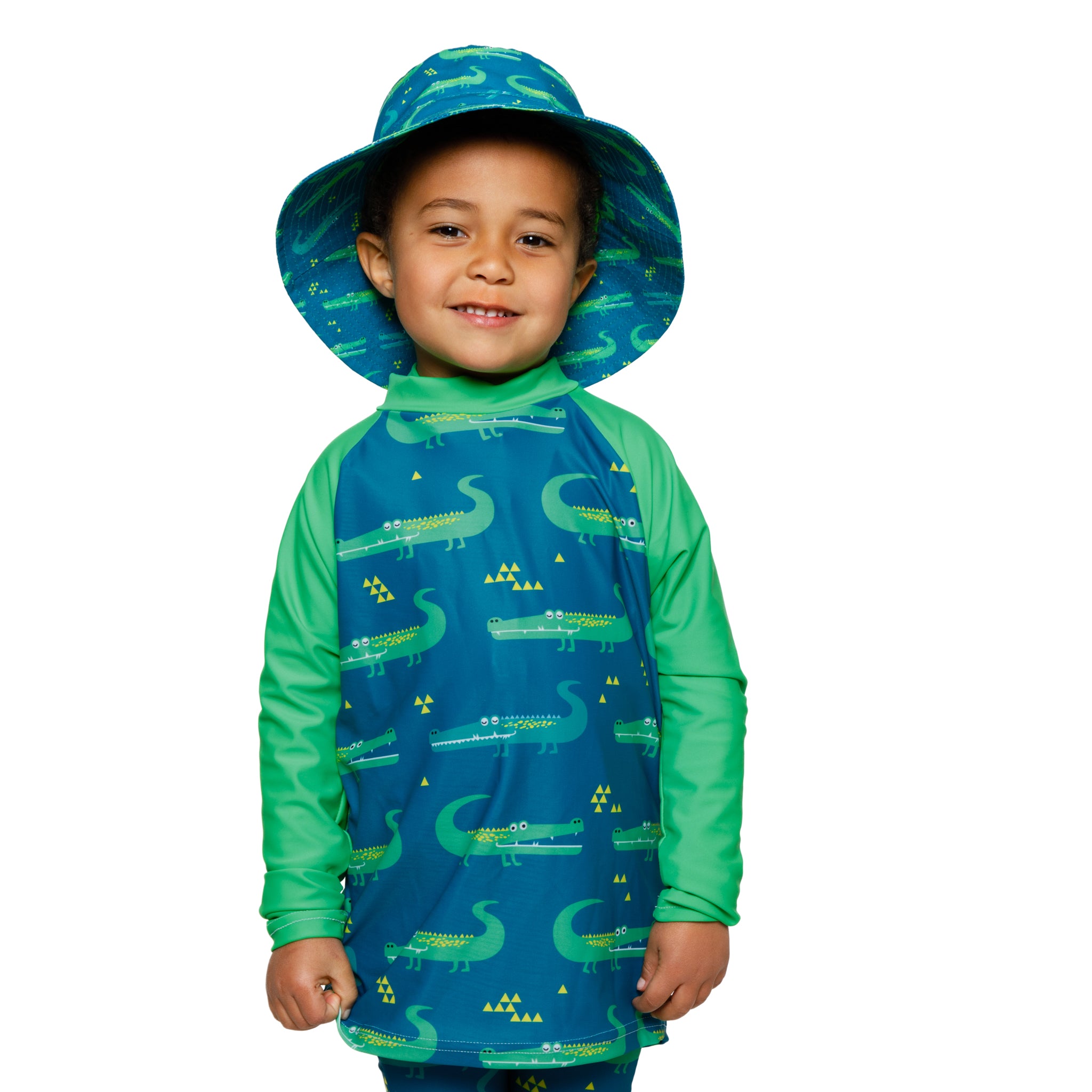 Boys Crocodile Swim Rash Vest | Long Sleeve High Neck