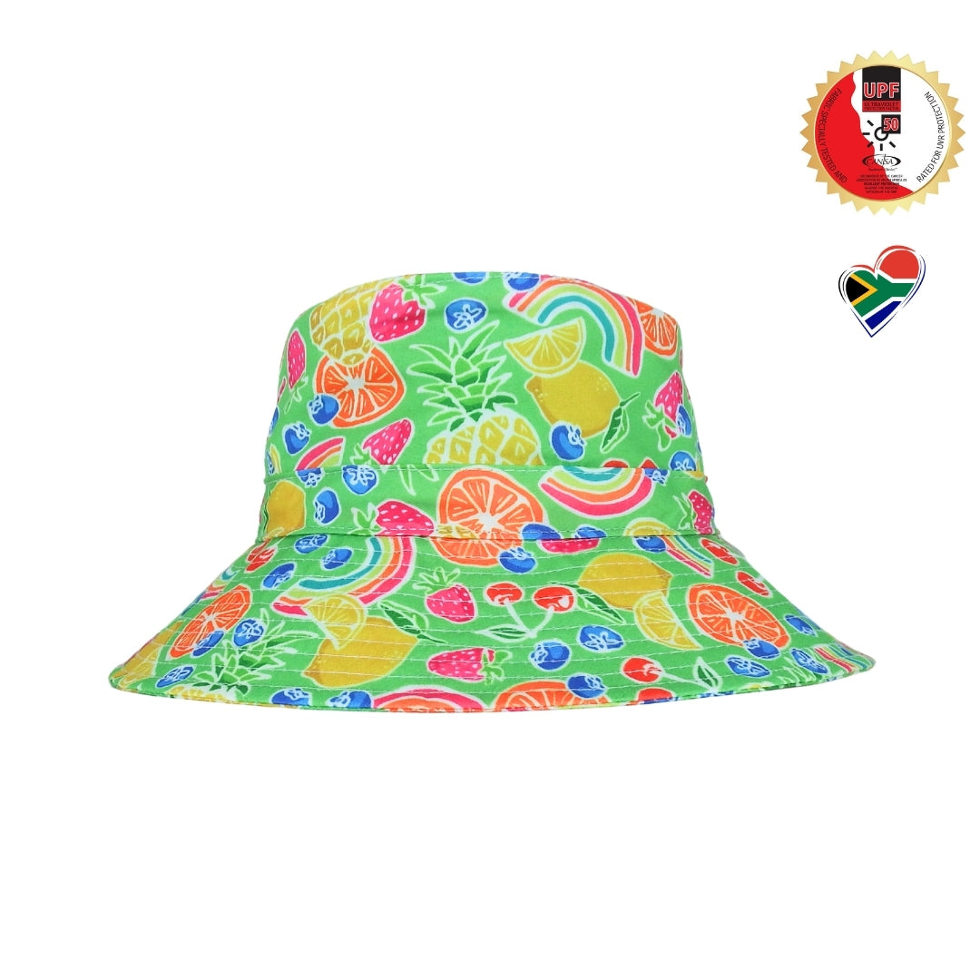 Bright Tropical Fruit & Rainbows | Kids Bucket Hat