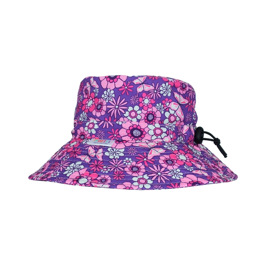 Purple Pink Floral & Butterflies | Kids Bucket Hat
