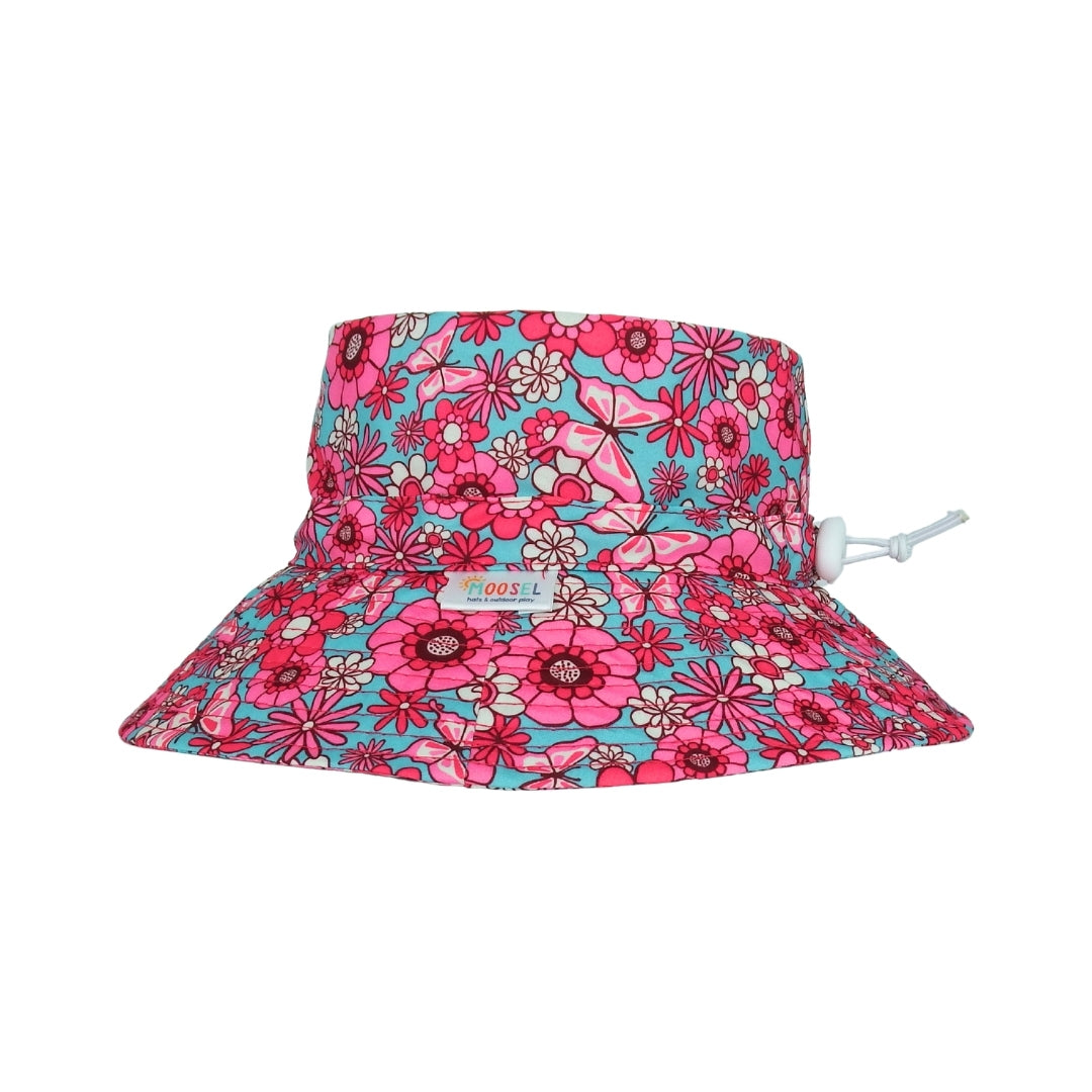 Teal Pink Floral & Butterflies | Kids Bucket Hat