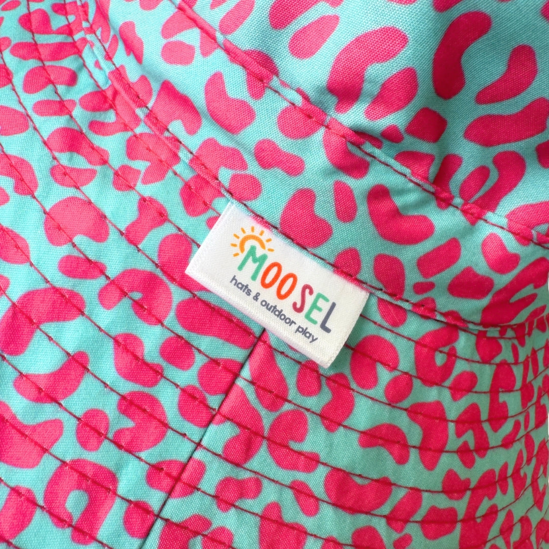 Teal Pink Leopard Print | Kids Bucket Hat