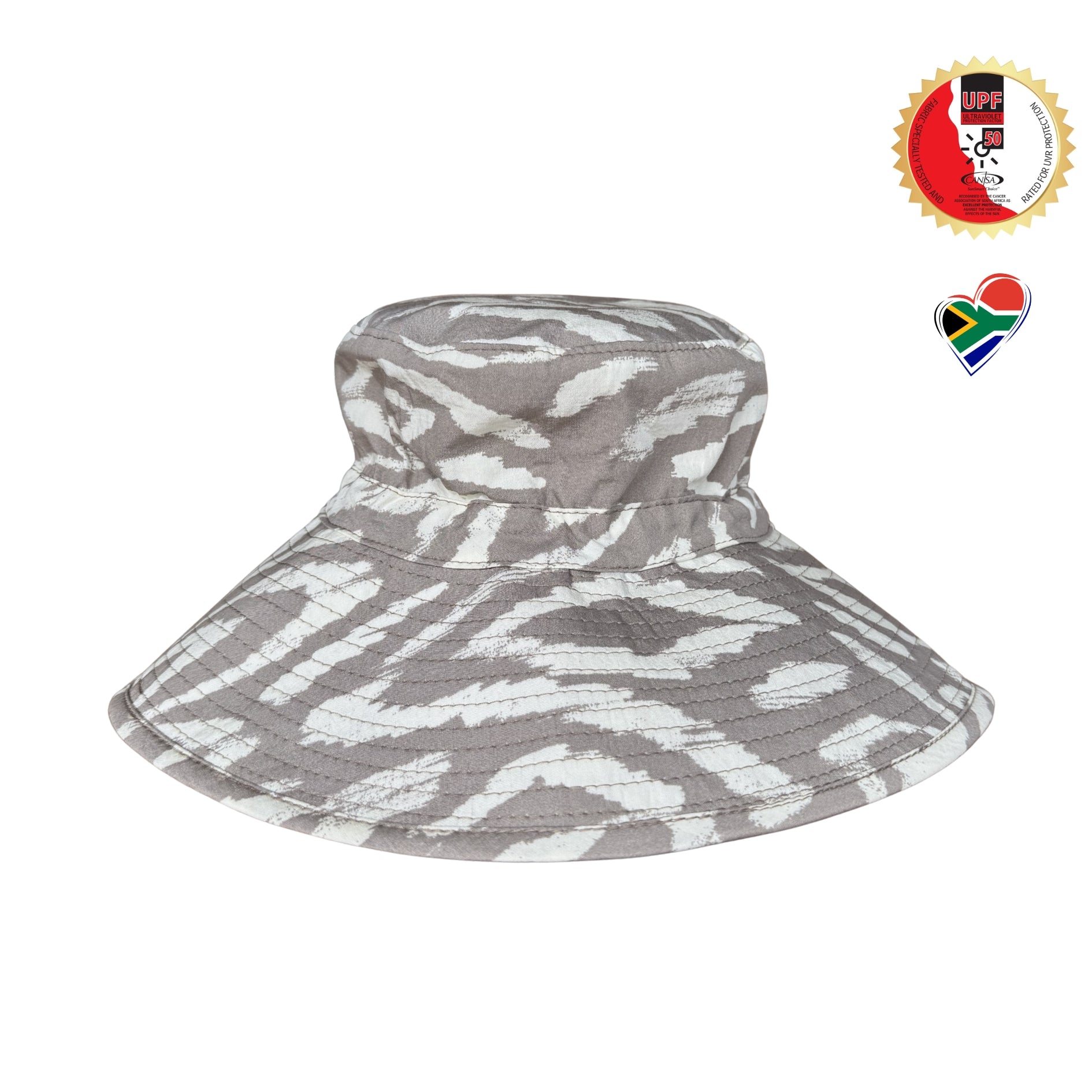 Grey + White | Wide Brim Bucket Hat