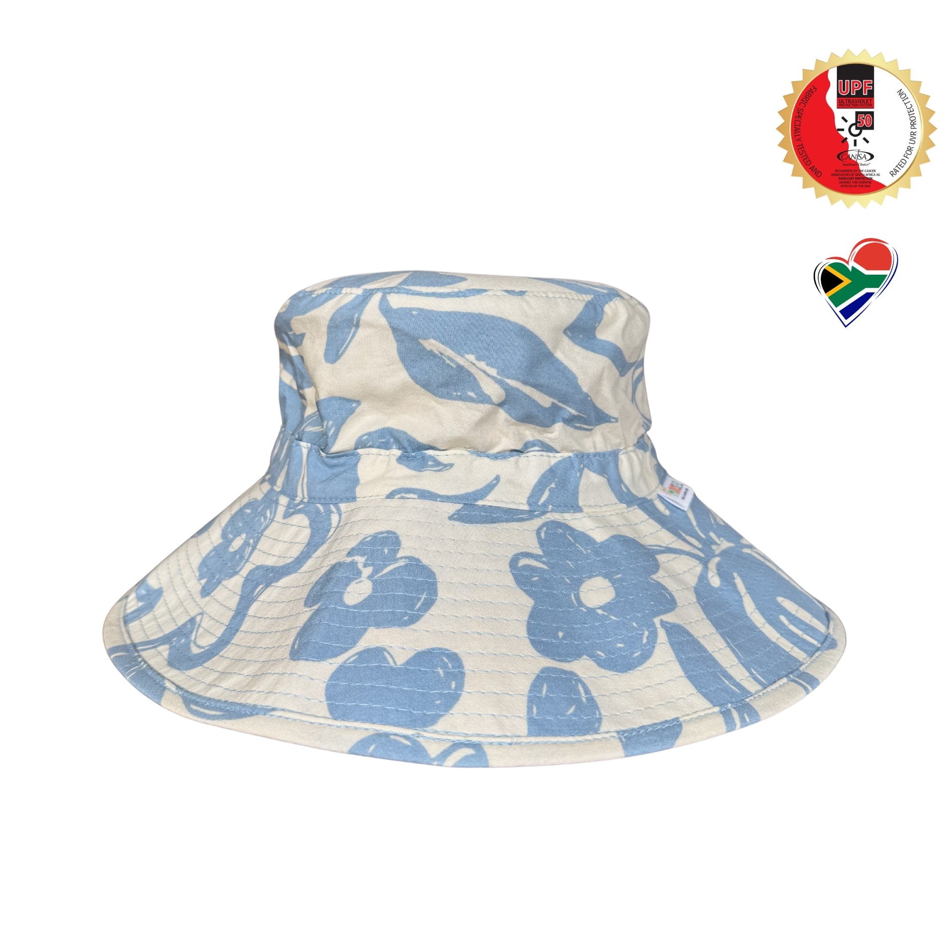 Blue + White Floral | Wide Brim Bucket Hat
