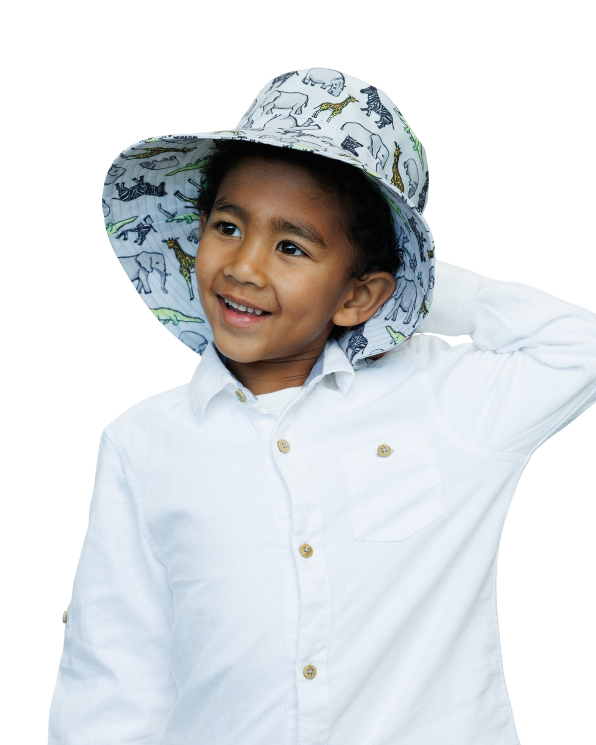 Grey Safari Animals | Kids Bucket Hat