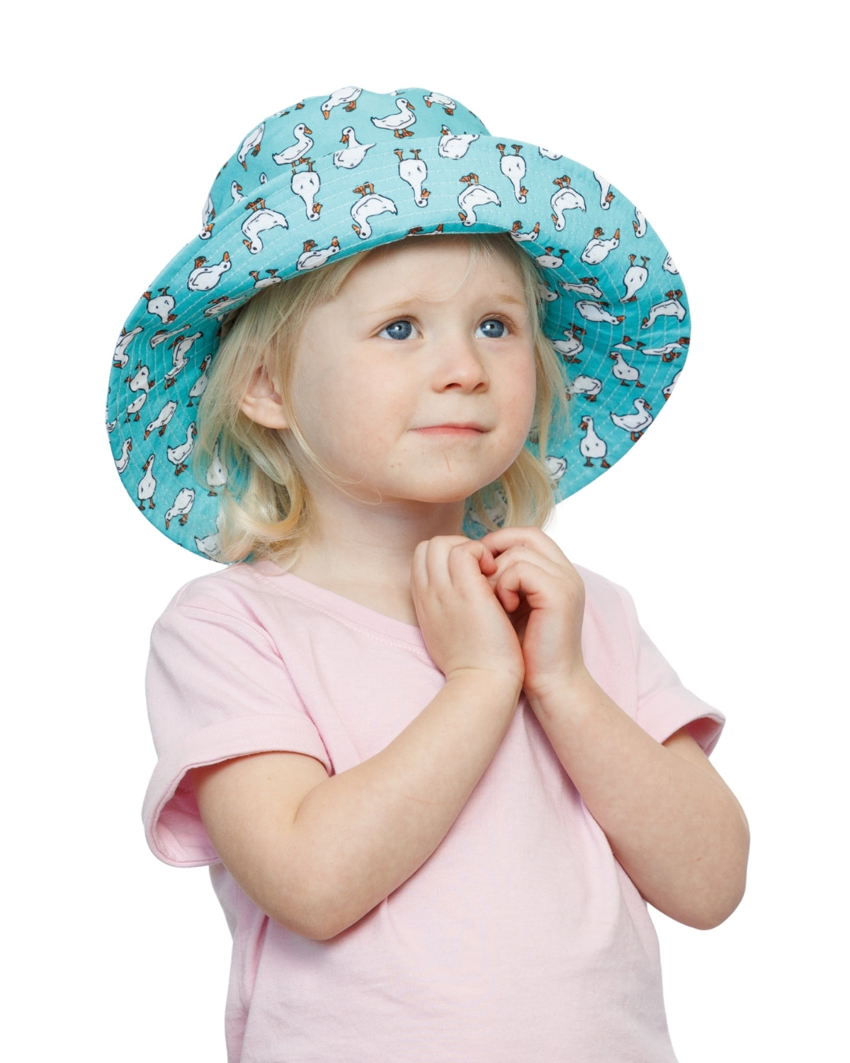 Teal White Ducks | Kids Bucket Hat