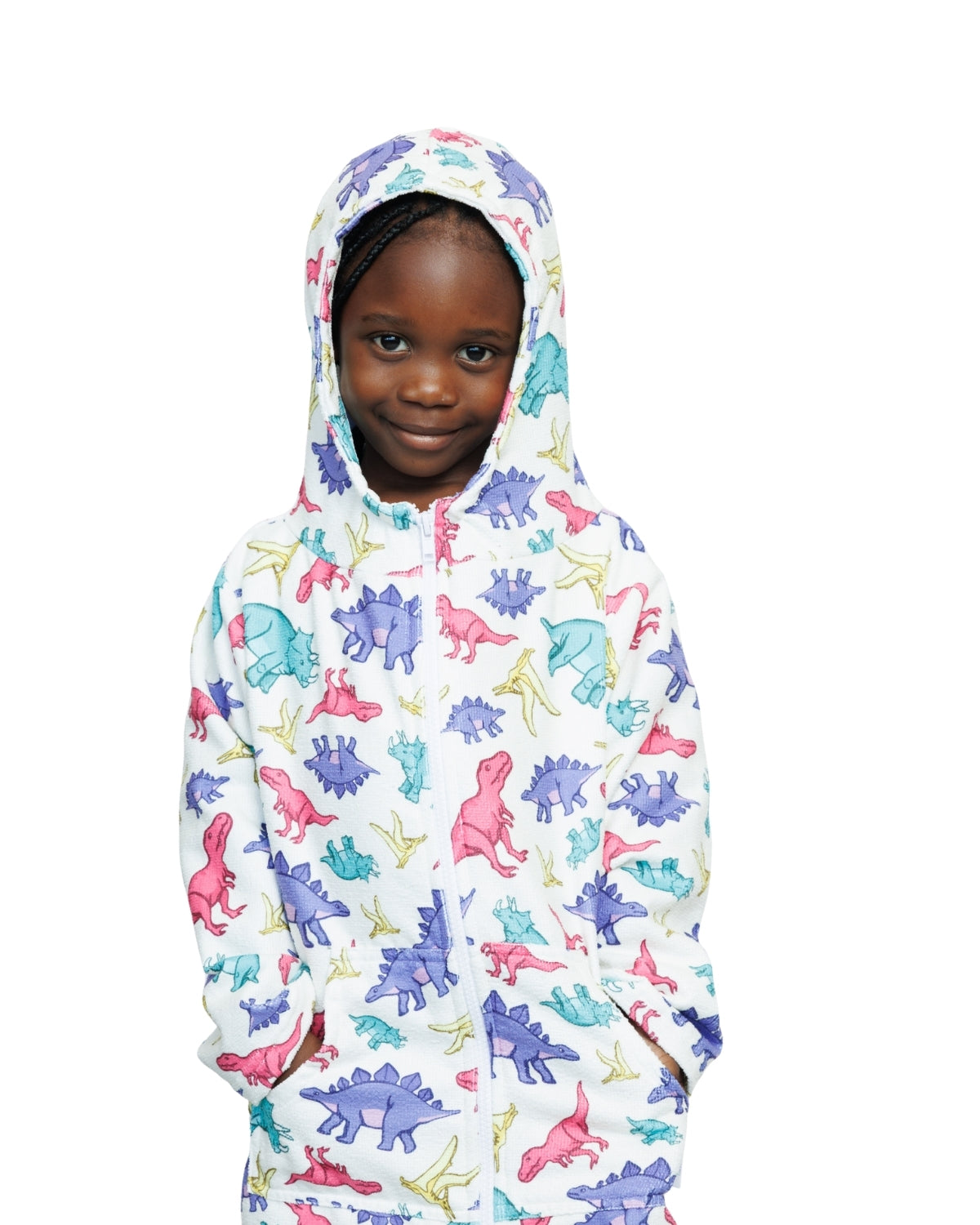 Pink Dinosaurs | Hooded Beach Towel, Full Zip