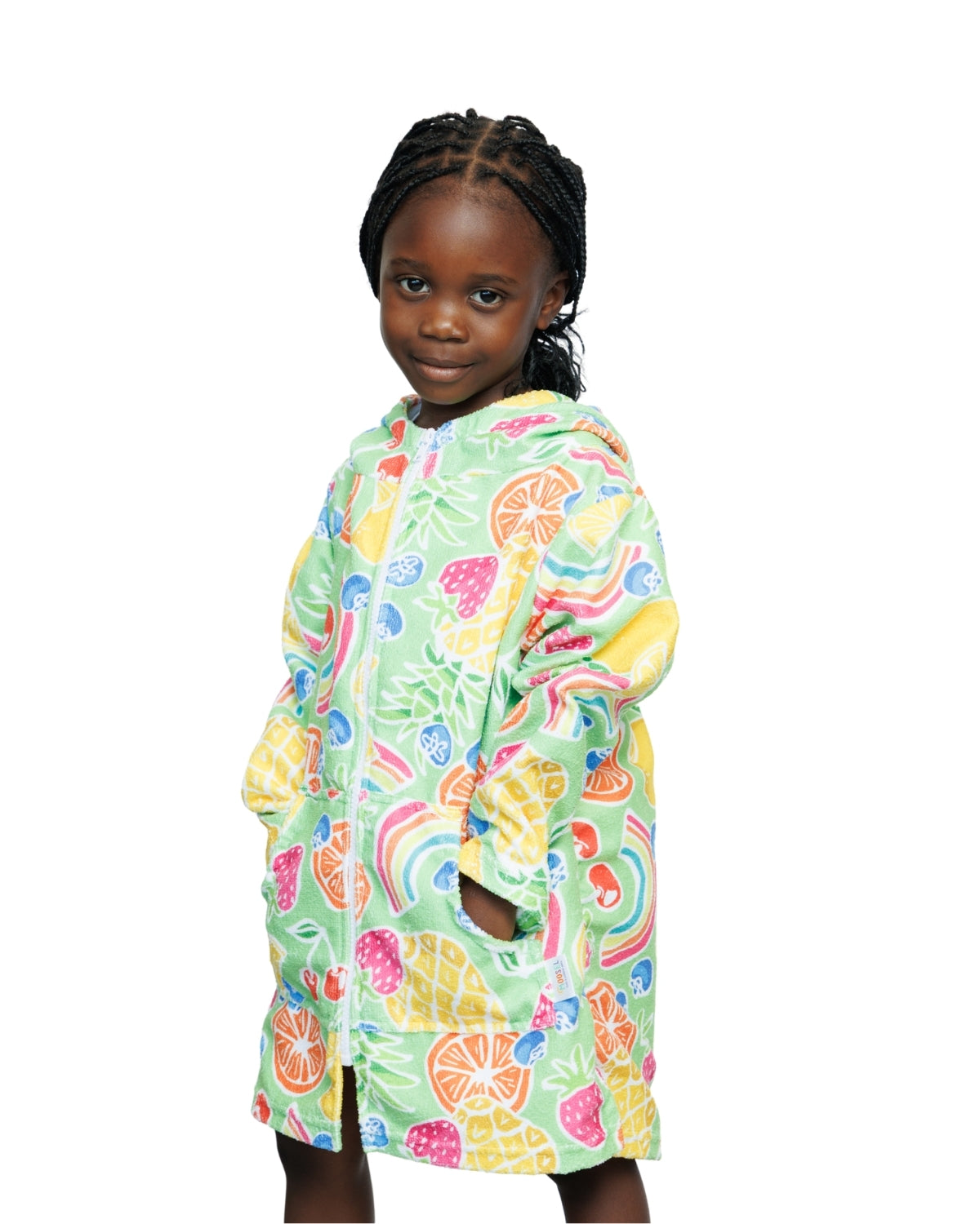 Bright Tropical Fruit & Rainbows | Hooded Beach Towel, Full Zip