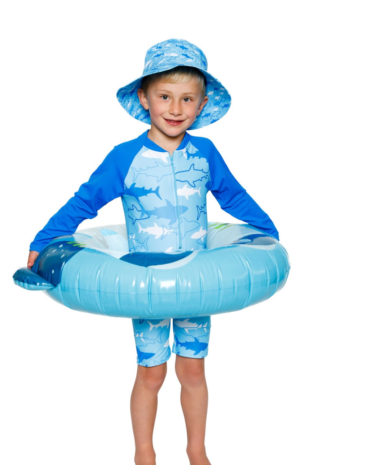 Boys Blue Shark|Swim Onesie, Bathing Suit