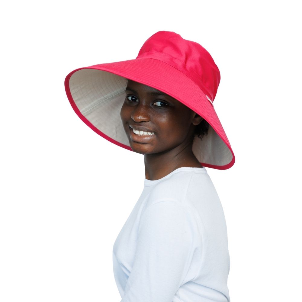 Pink/Beige | Ladies Ultra Wide Brim Bucket Hat