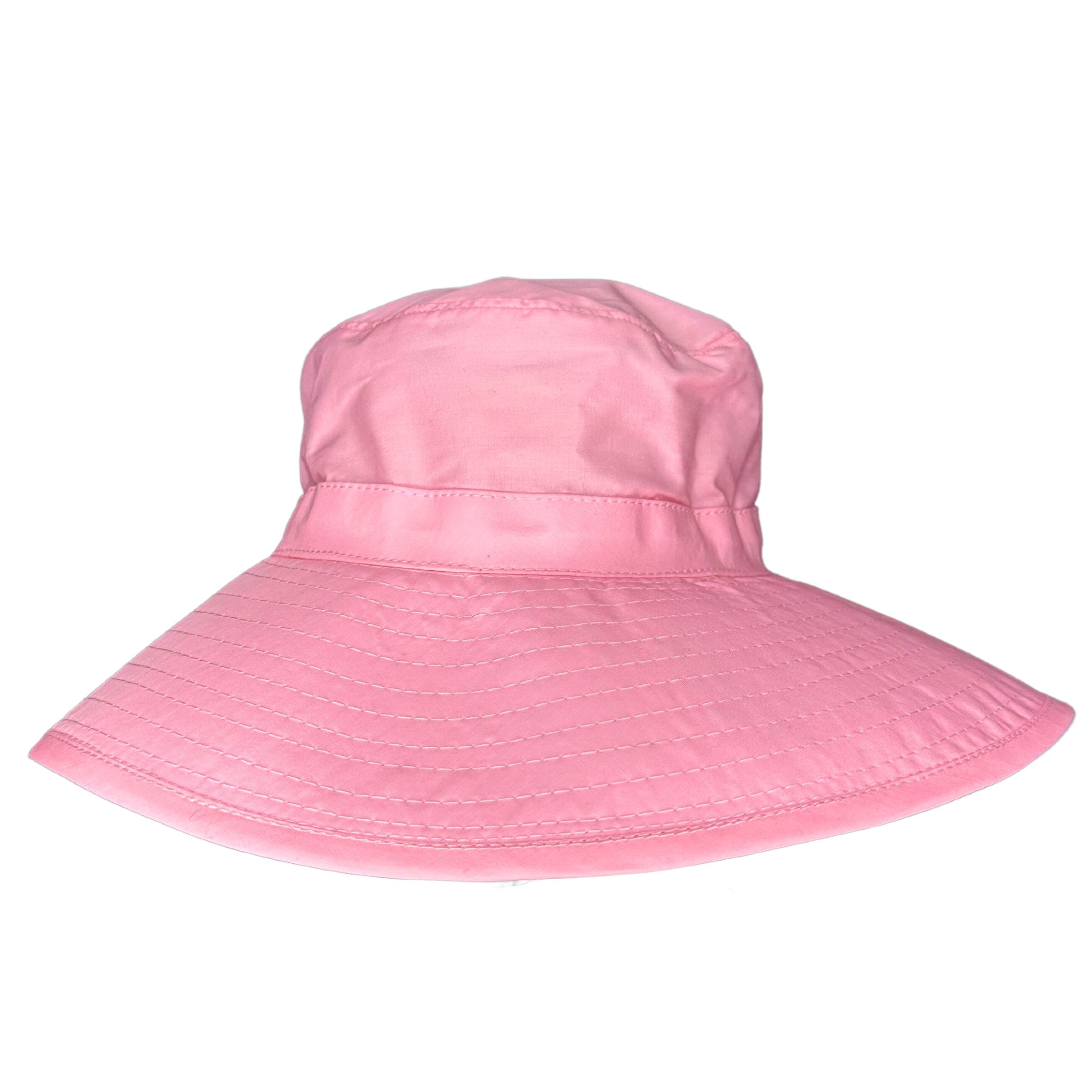Pink Bucket Hat. Extra wide brim for sun protection. UPF50+ Adjustable strap.