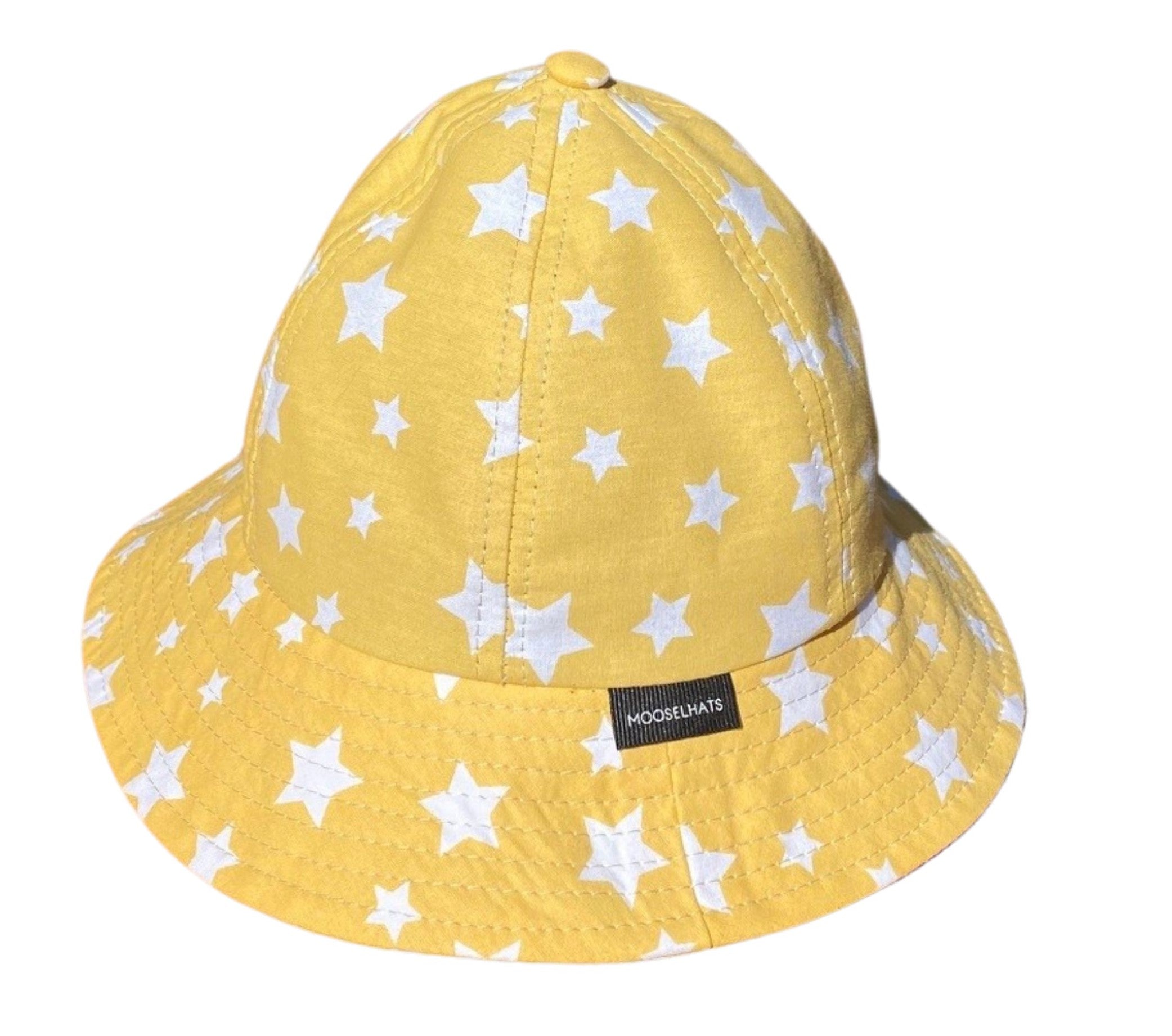 Toddler Baby Yellow with Stars Sun Hat . Extra wide brim for sun protection. UPF50+