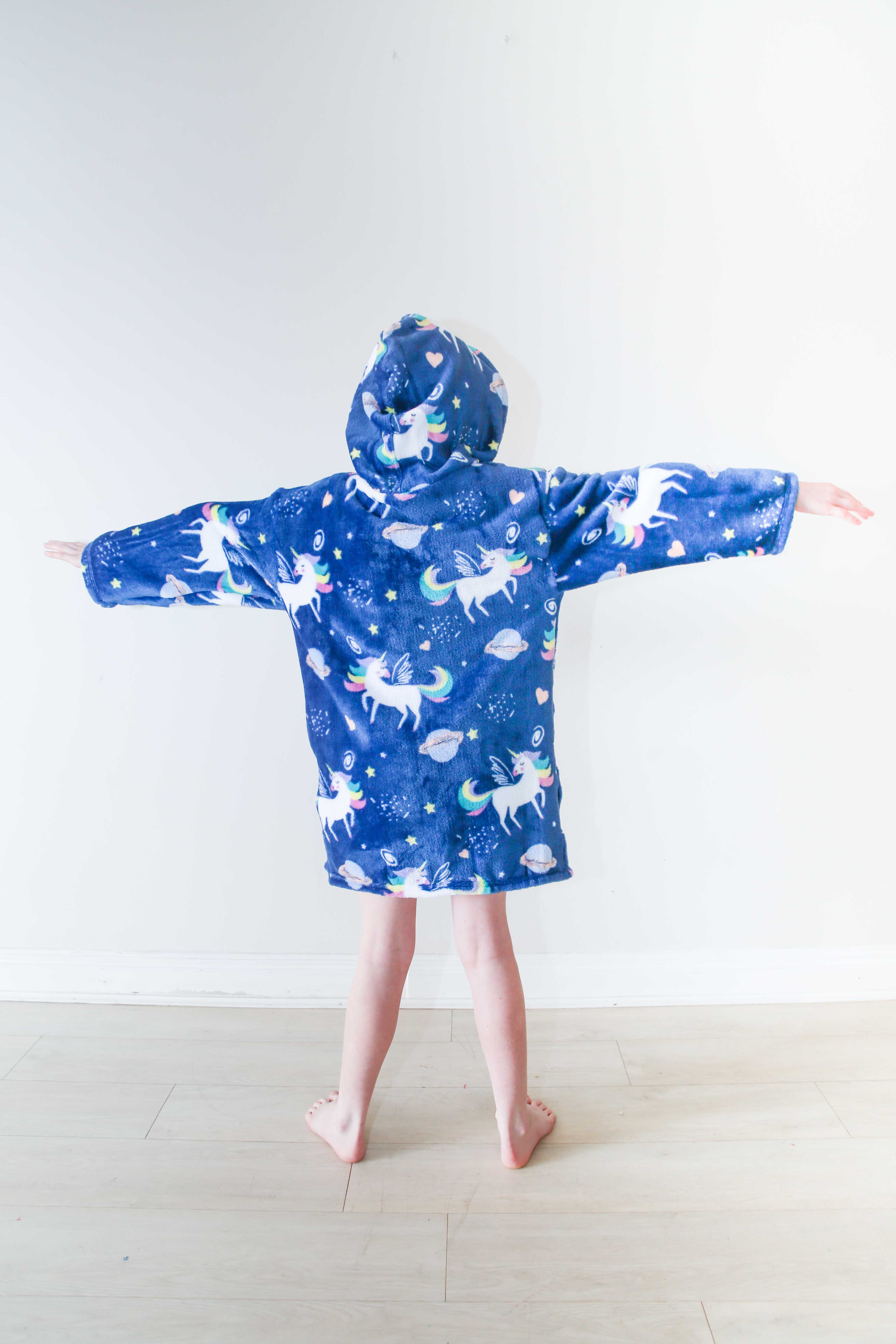 Girls Purple Unicorns Warm Hooded Fleece