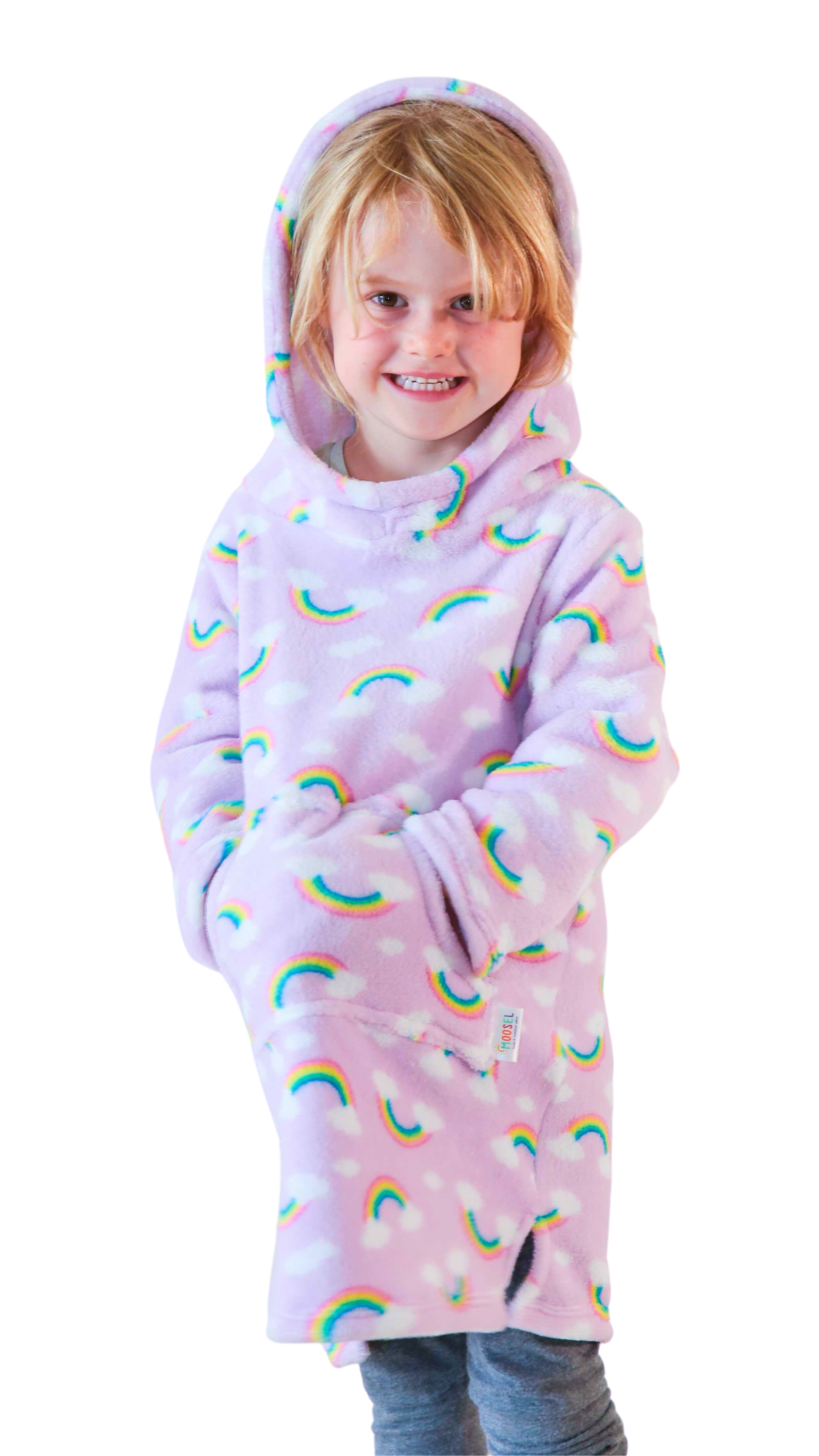 Hooded Fleece Blanket Poncho RAINBOWS
