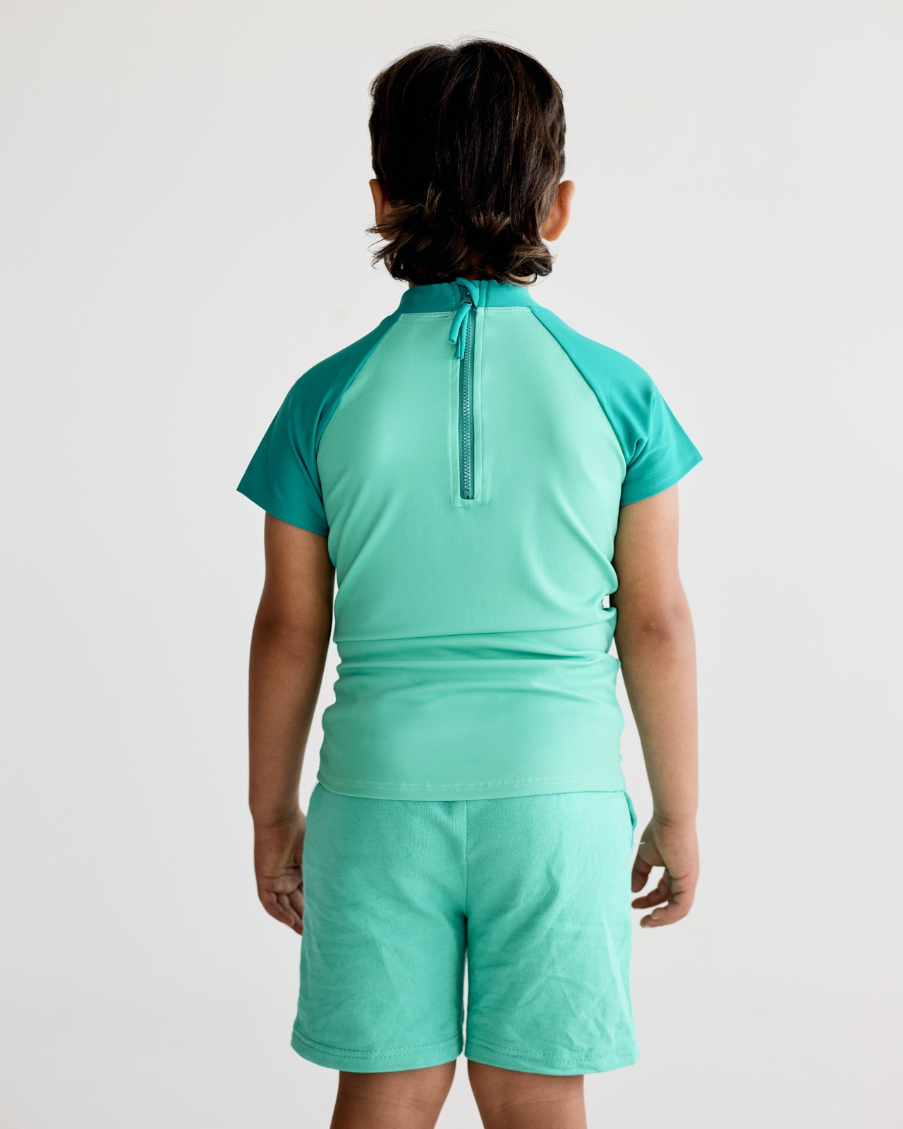 Teal and Green Short Sleeve Rash Vest