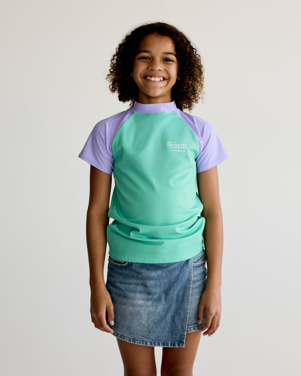 Teal and Purple Short Sleeve Rash Vest