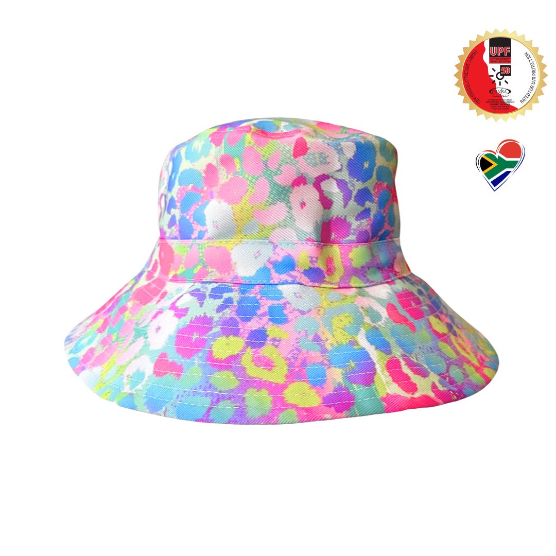 Girls Pastel Leopard Print Bucket Hat | 7cm Brim