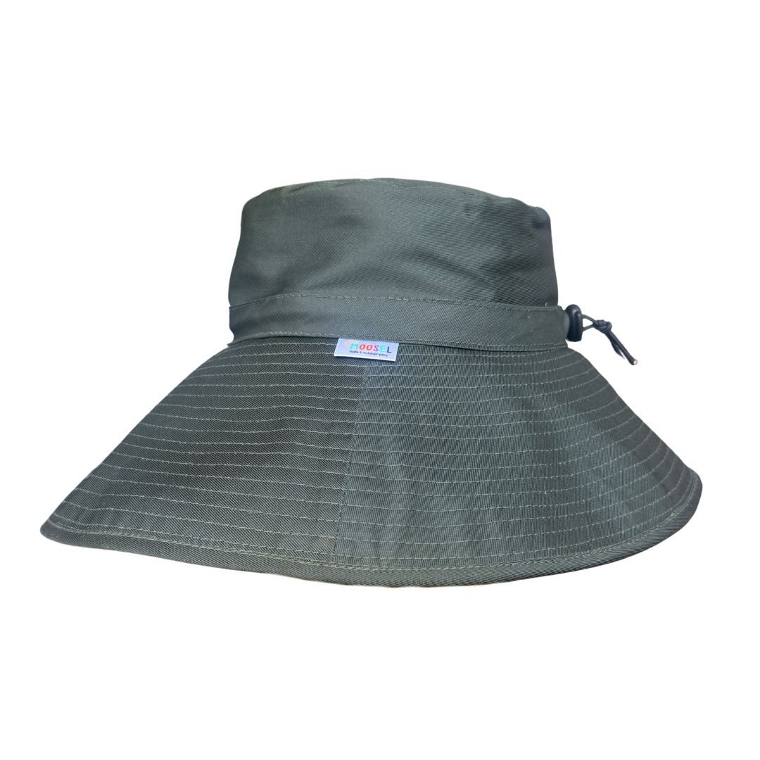 Ladies Olive/Beige | Bucket Hat 14cm Ultra Wide Brim