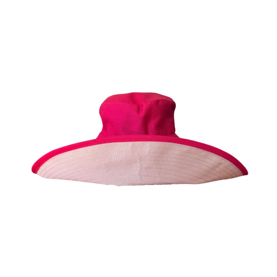 Womens Pink/Beige Bucket Sun Hat - 14cm brim, Extra Cover