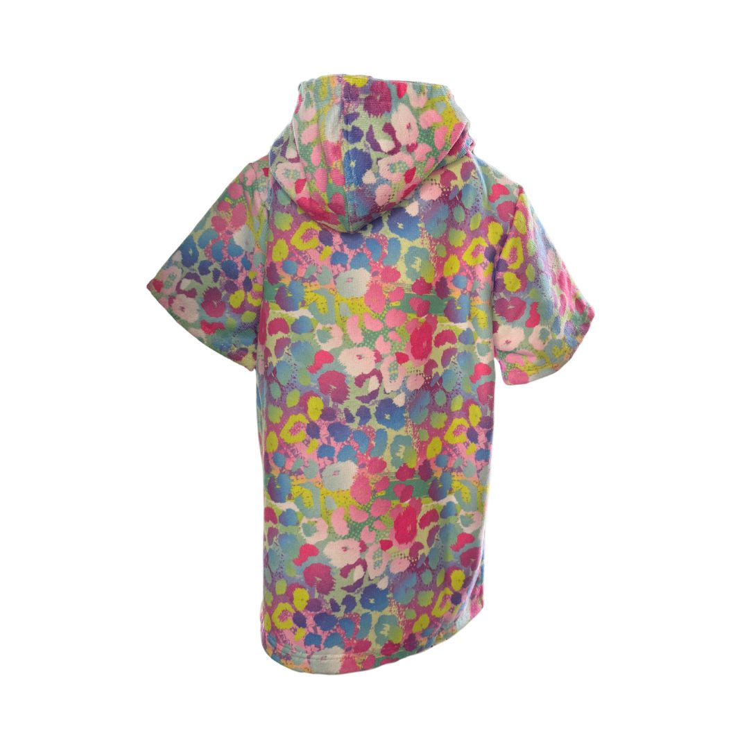 Hooded Towel / Swim Poncho PASTEL LEOPARD SHORT SLEEVE