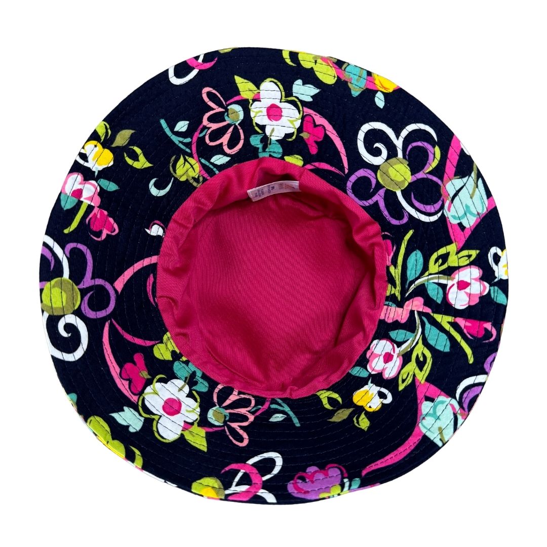 Girls Floral Flowers Print Bucket Hat. Extra wide brim for sun protection. UPF50+ Adjustable strap. 