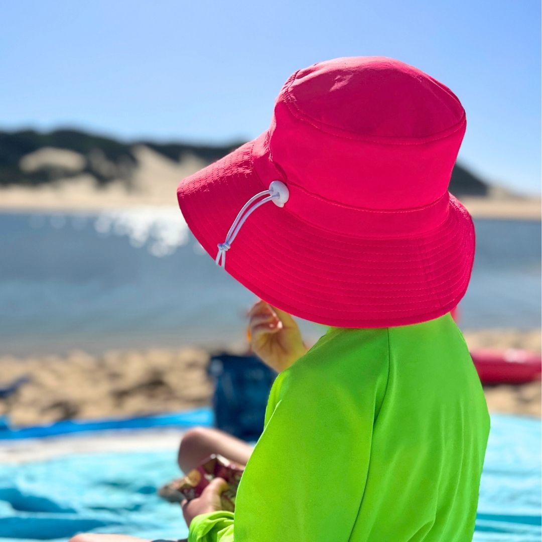 Bright Neon Swimming Bucket Hat TANGERINE SIZZLE