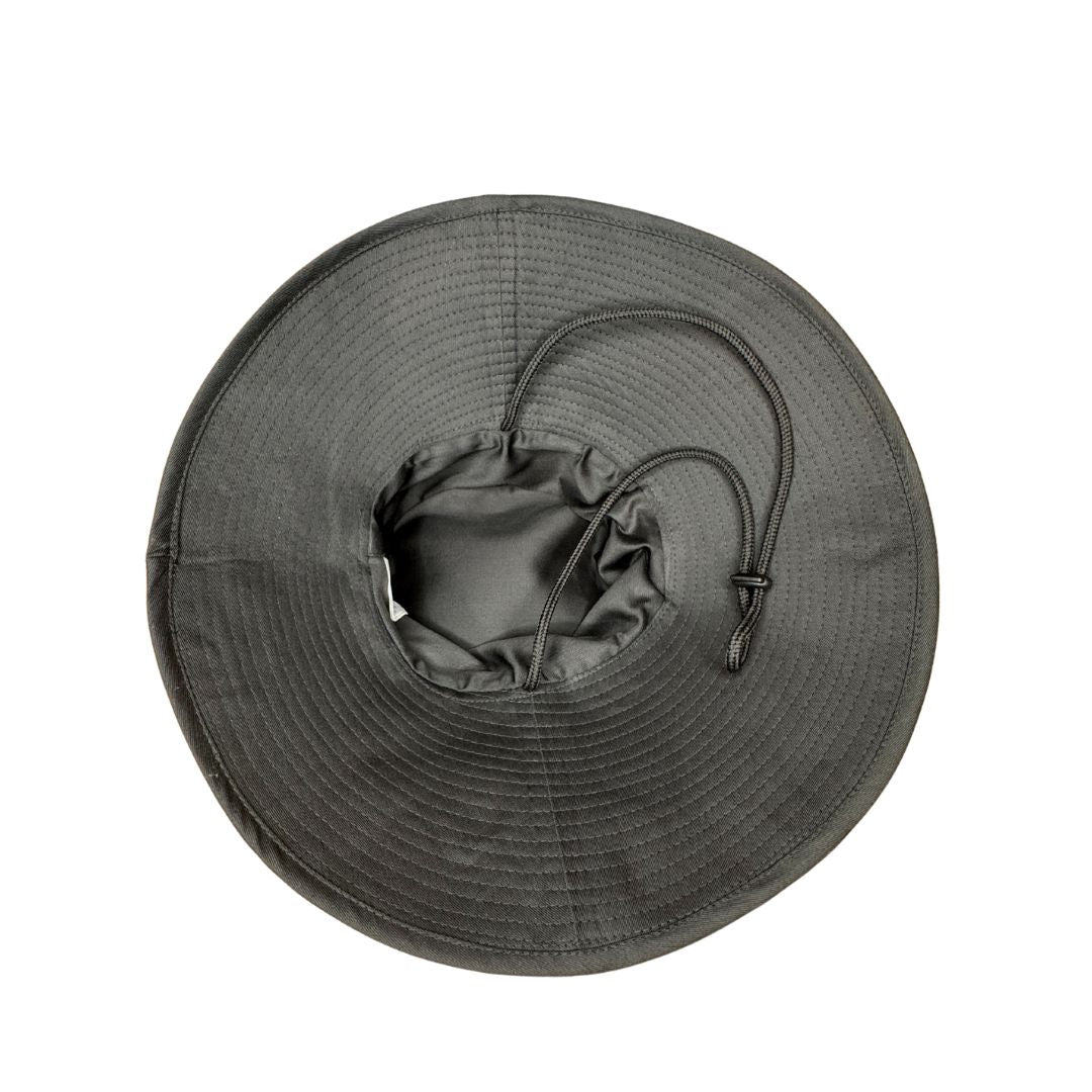 Bucket Hat 14cm Brim BLACK with chin strap