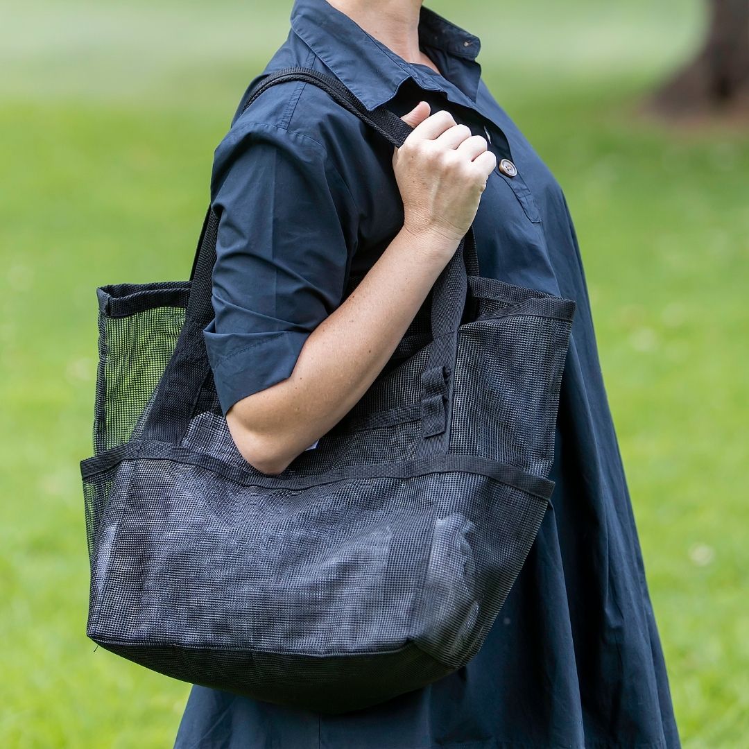 Mesh Tote Beach Bag BLACK