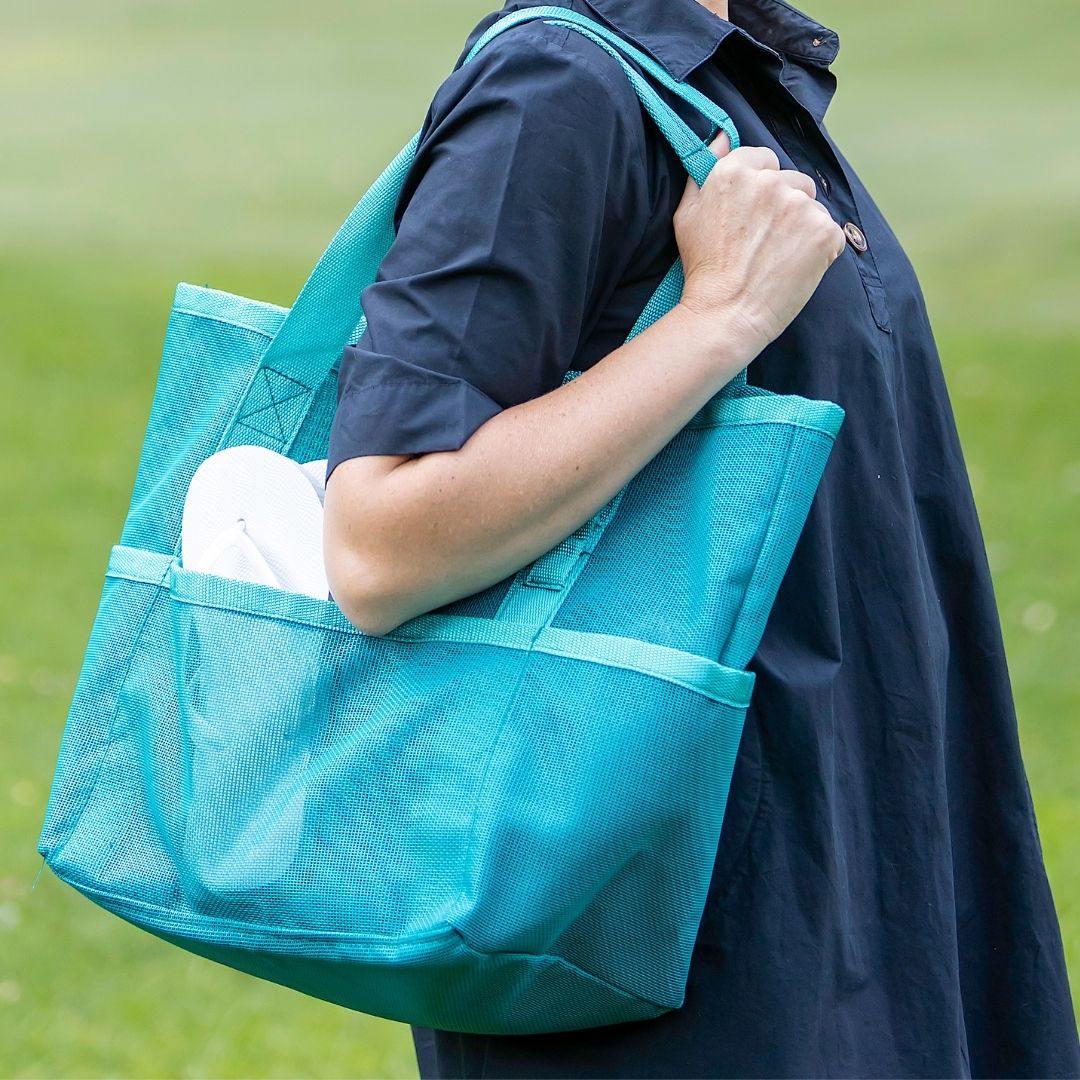 Mesh Tote Beach Bag TEAL
